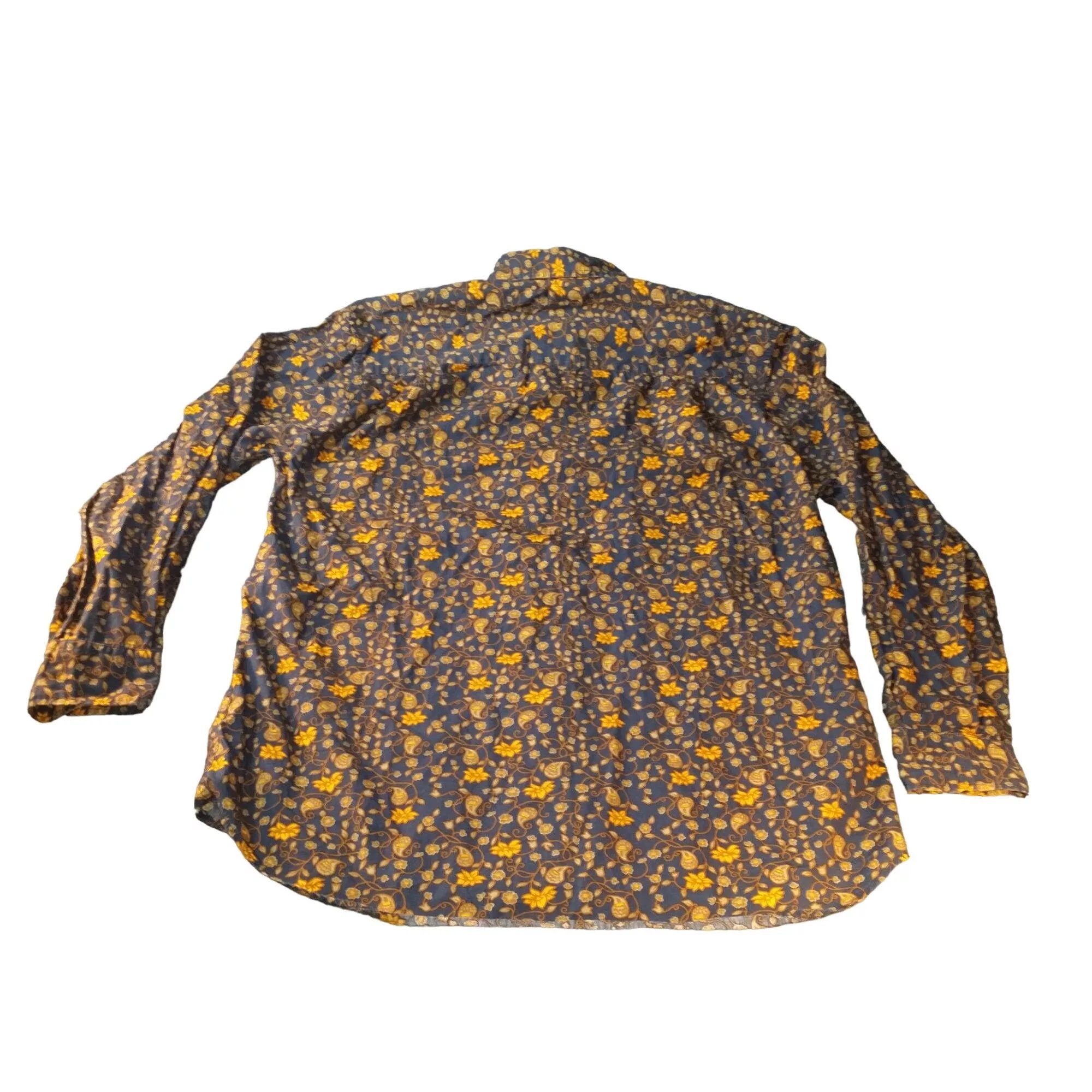 Structure Shirts Button Ups Structure Paisley Button Up Shirt Men Sz L Blue Yellow 70s W
