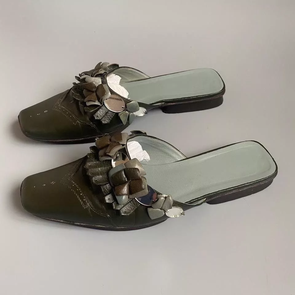Prada Flats Prada × Vintage prada spring/summer 1999 sabots Green