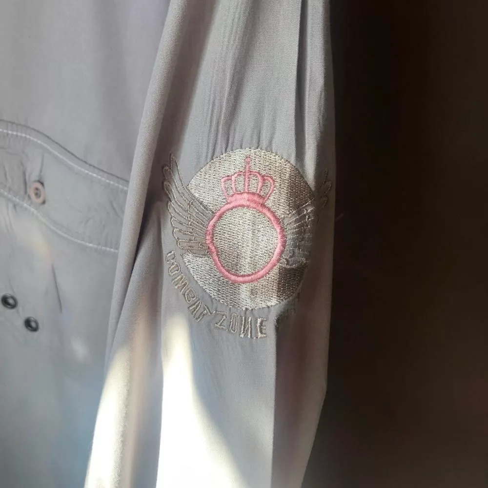 NBDN Nobrandedon Formal Shirting NBDN Nobrandedon Top shirt button down grey with naval designs Gray