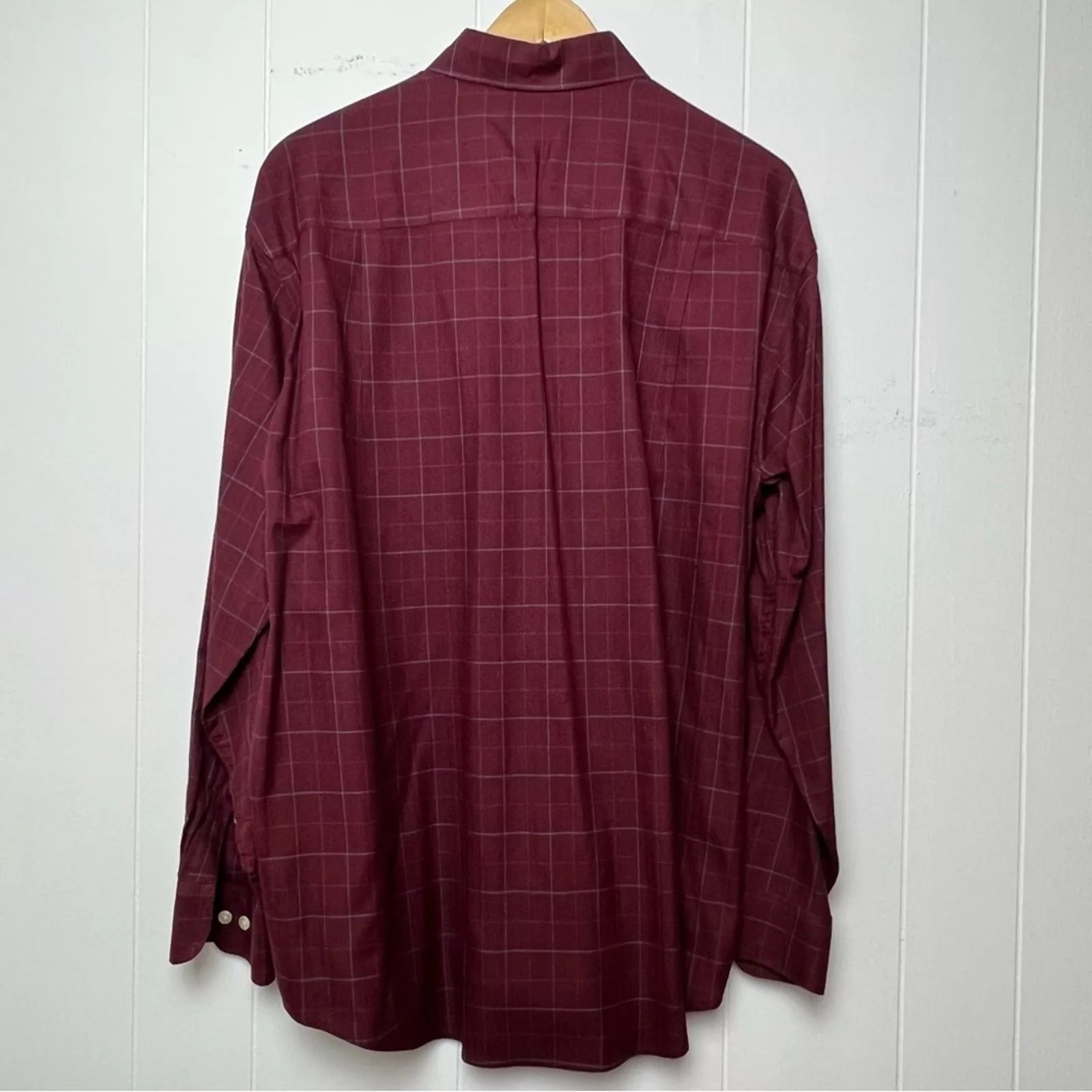 Izod Shirts Button Ups Izod Maroon Windowpane Plaid Button Down Shirt Men’s Large Red