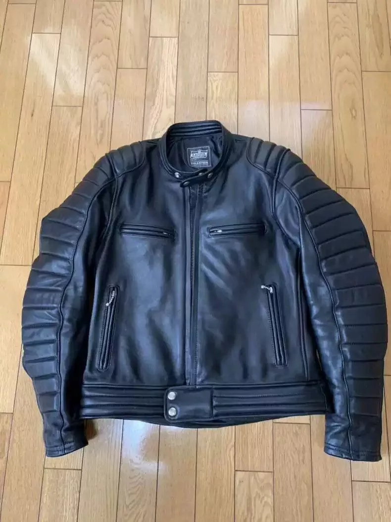 Kadoya Leather Jackets kadoyaStraight-pull collar leather coat Black