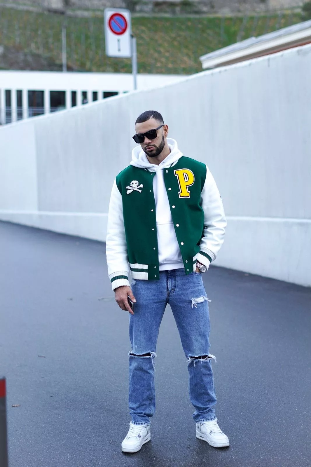 Palm Angels Leather Jackets Palm Angels Varsity Jacket Green