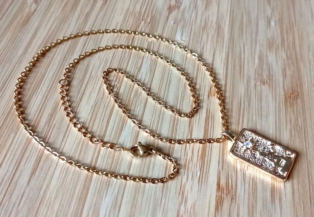 Designer Jewelry Watches Designer × Vintage Vintage Engraved Tarot Card Crystal 14K Gold Necklace Unique