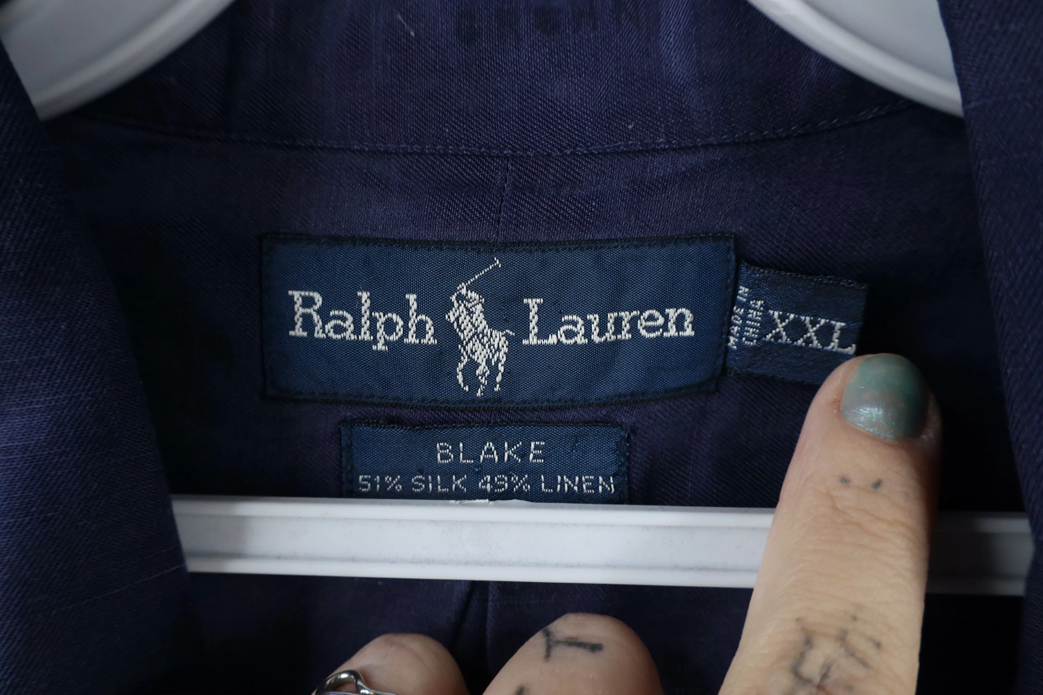 Ralph Lauren Shirts Button Ups Ralph Lauren × Vintage Vintage 90s Ralph Lauren Linen Collared Button Down Shirt Blue