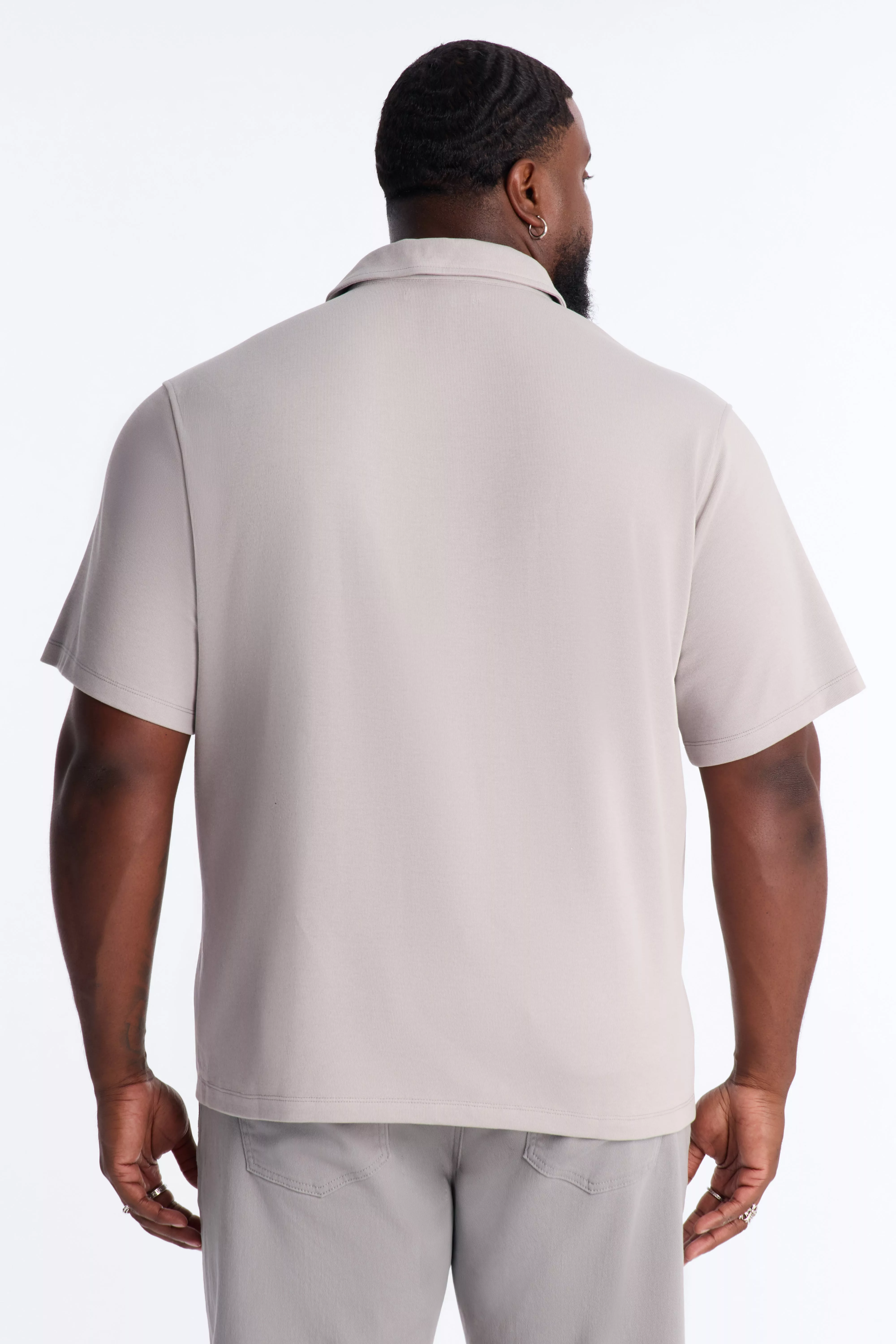 Classic Ribbed Clean Finish Polo - Grey
