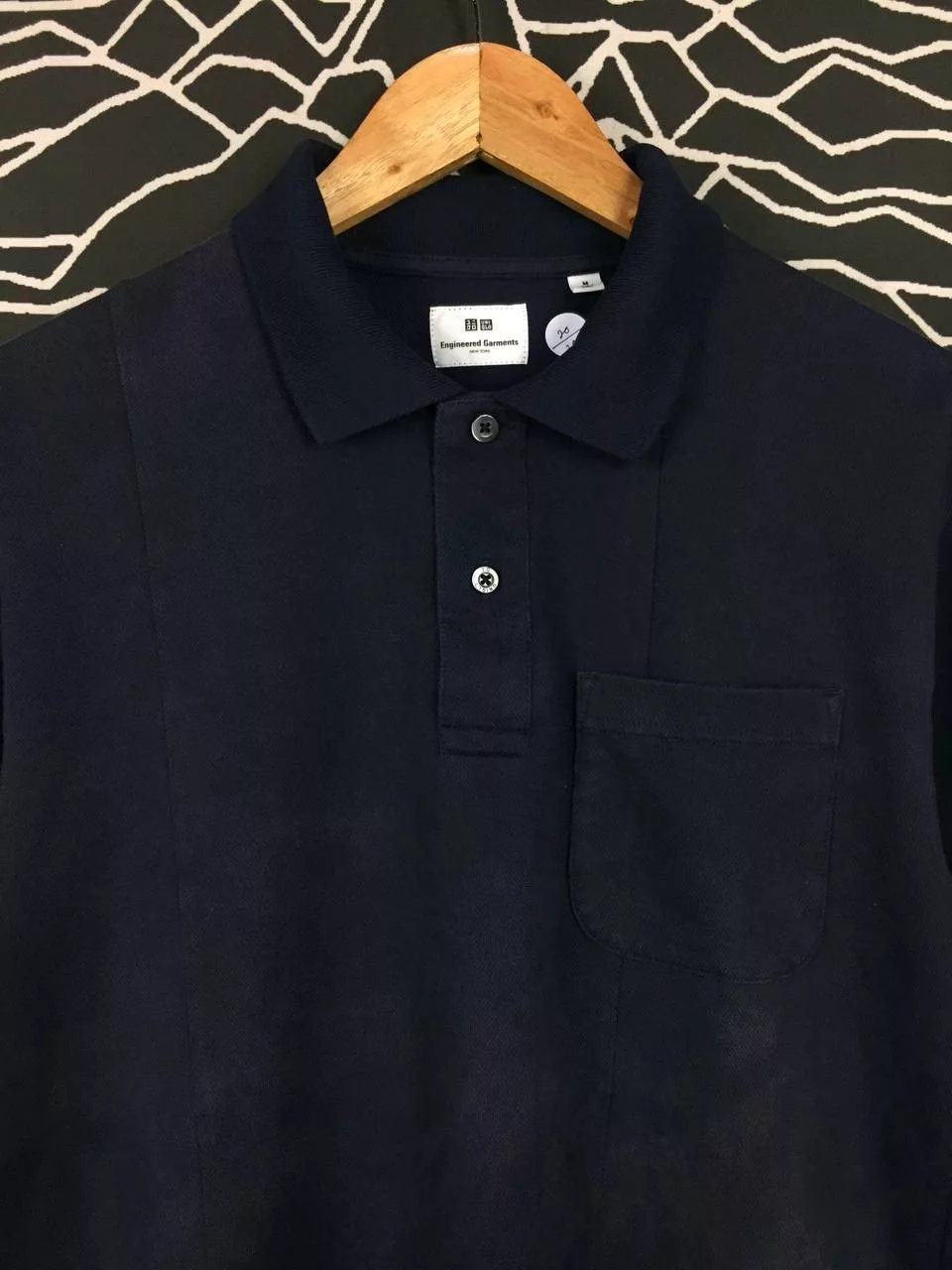 Engineered Garments Polos Engineered Garments × Japanese Brand × Uniqlo Engineered Garments x Uniqlo Pique Printed Polo Tee Blue