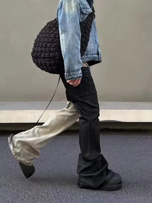 Jean Denim Vintage washed black and white patchwork jeans Avant-Garde