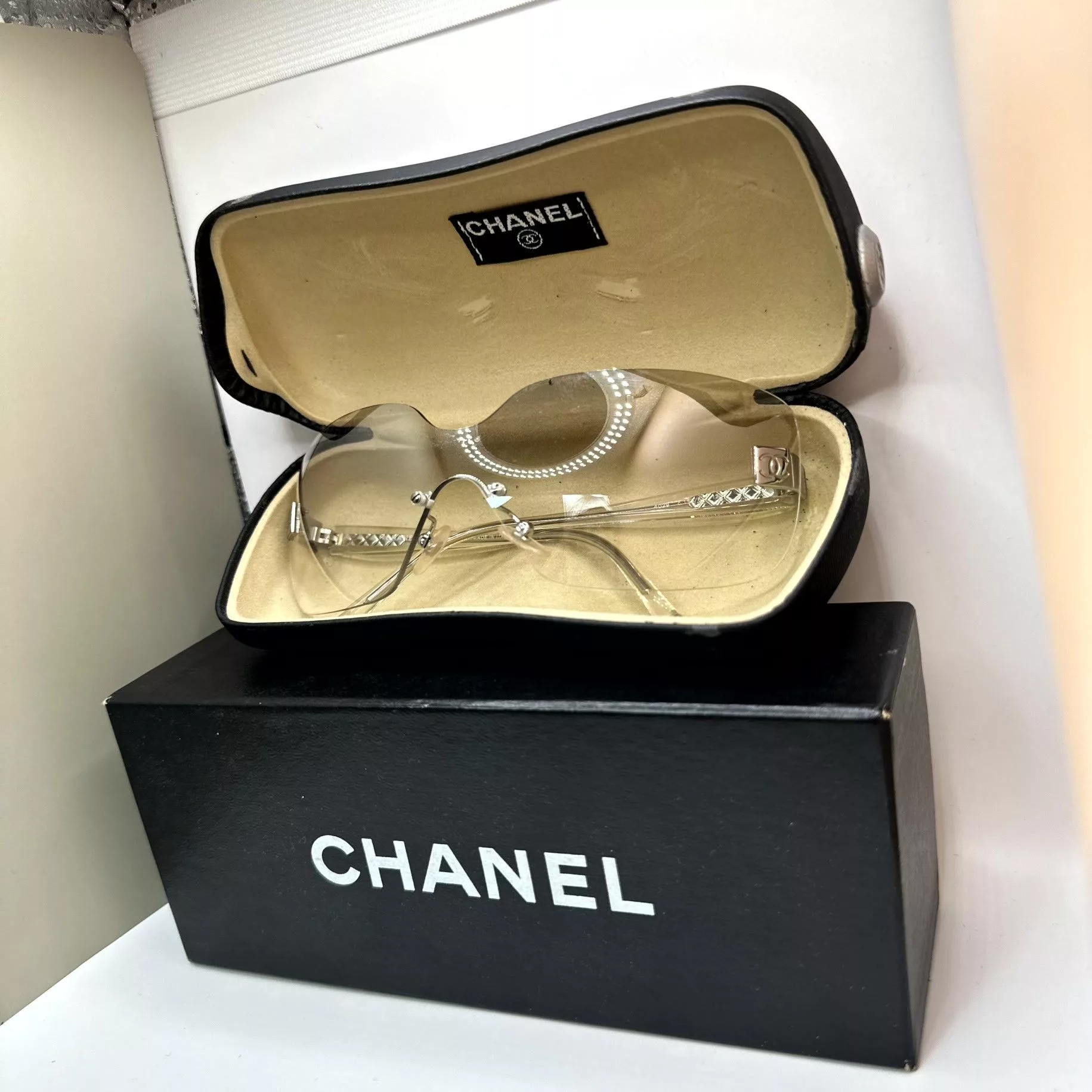 Chanel Sunglasses CHANEL Rimless Mask Bronze Sunglasses Vintage y2k Gold