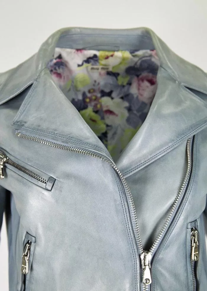 Miu Miu Leather Jackets Miu Miu Leather cropped jacket Blue
