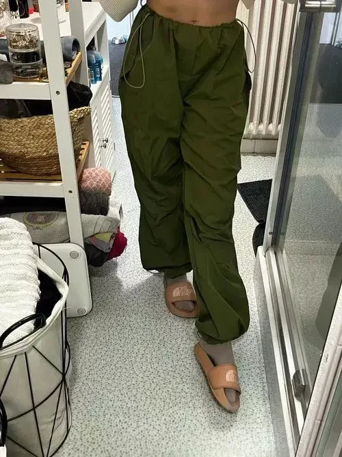 Ring Of Fire Sweatpants Ring Of Fire Vintage Chic Solid Drawstring Trousers Green Avant-Garde