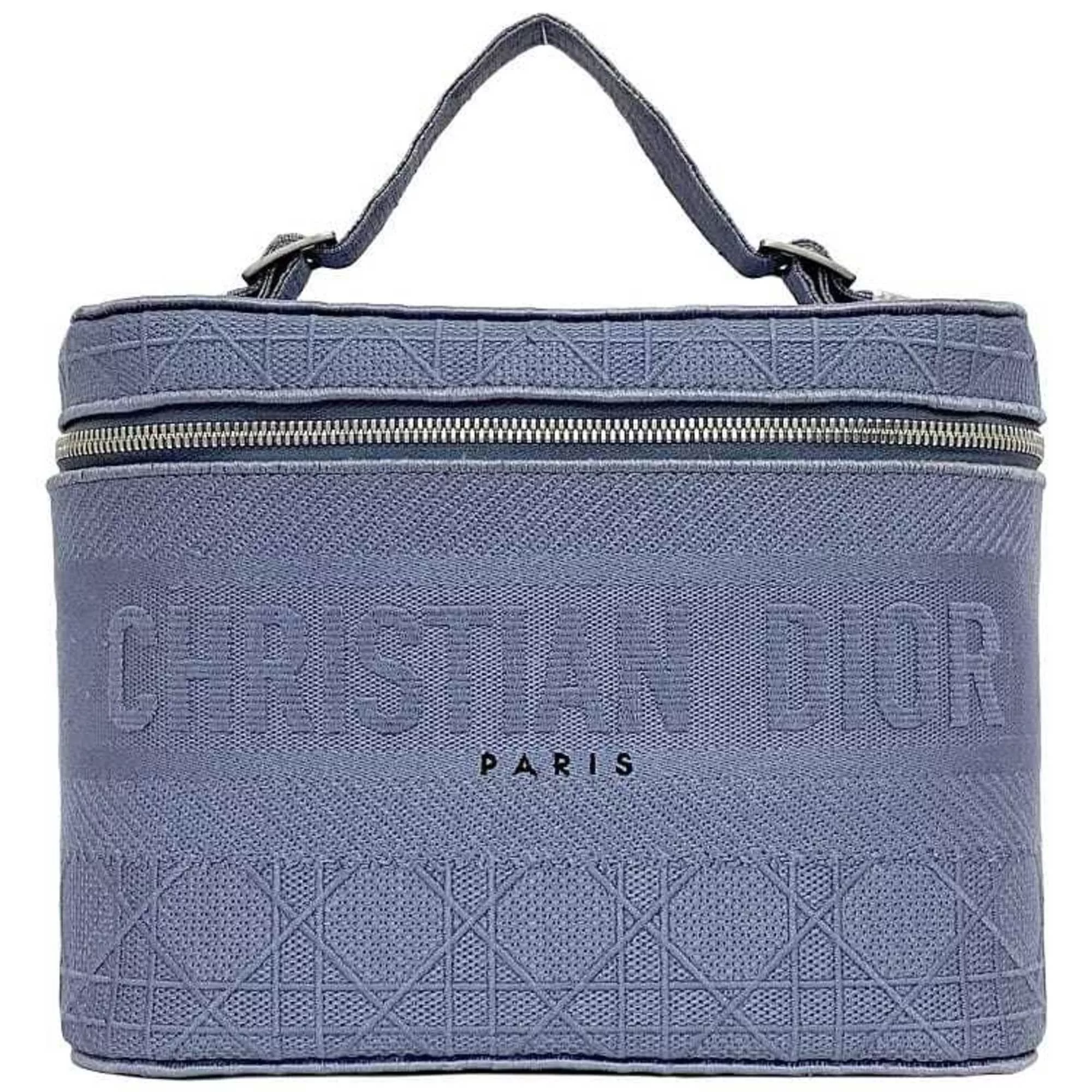 Dior Other Christian Dior handbag vanity bag light blue cannage f-20528 canvas embroidery self-supporting double