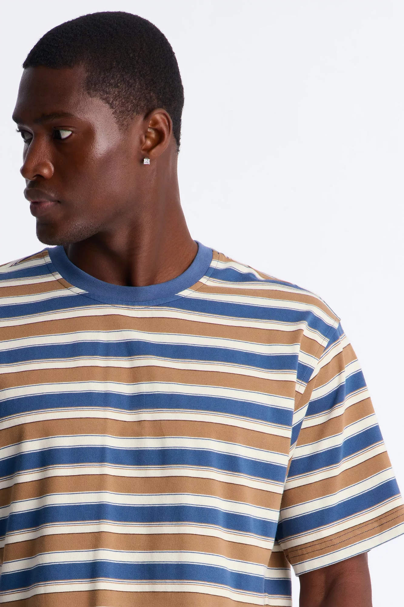 Crawford Stripe Crewneck Tee - Blue/combo
