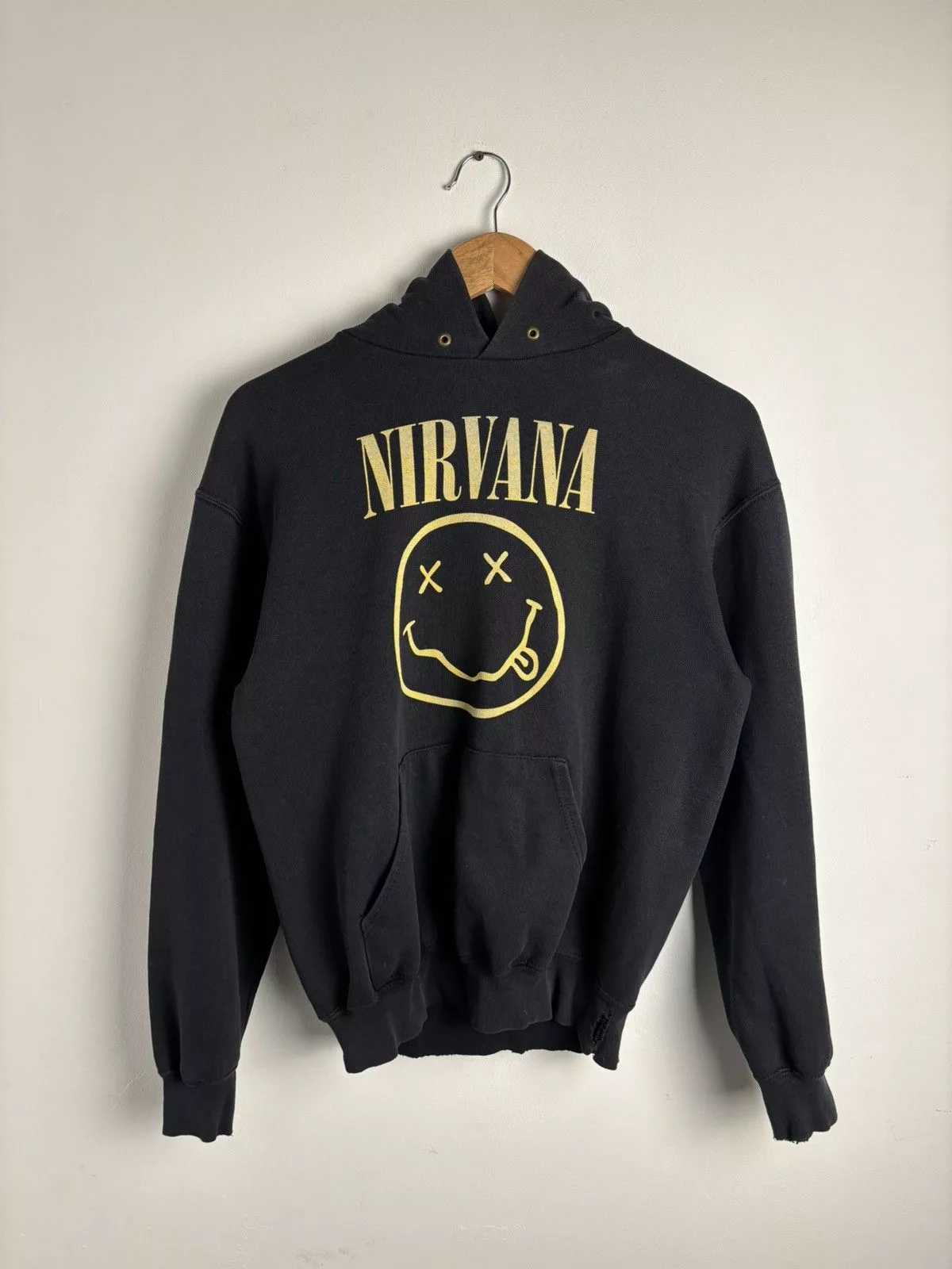 Nirvana Sweatshirts Hoodies Nirvana × Vintage Vintage Nirvana Logo Faded Hoodie Black