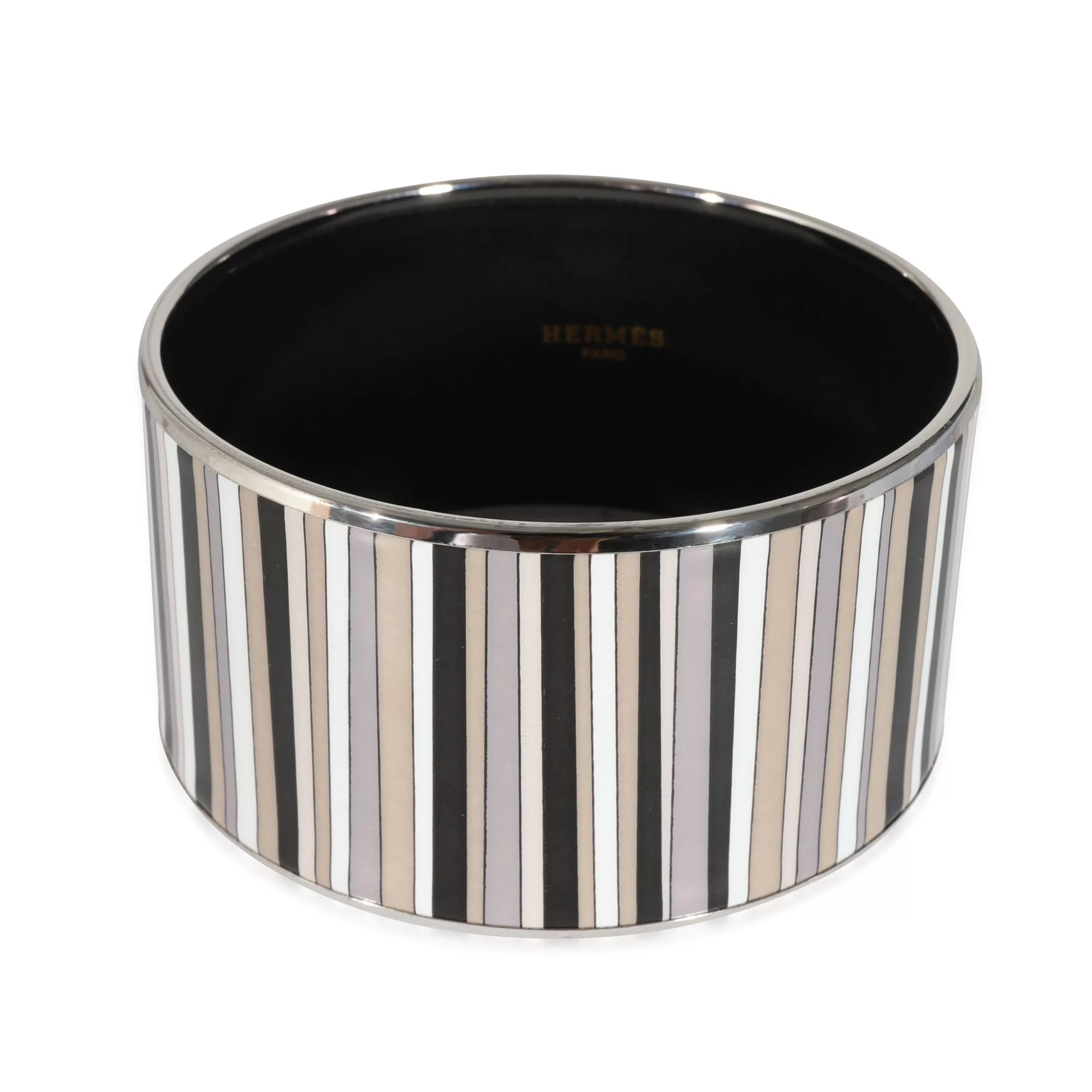 Hermes Rings Hermes Hermès Carioca Strips Extra Wide Enamel Bracelet Silver