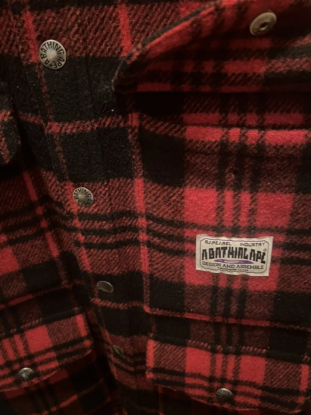 Bape Light Jackets Vintage Bape Lumberjack Flannel Red