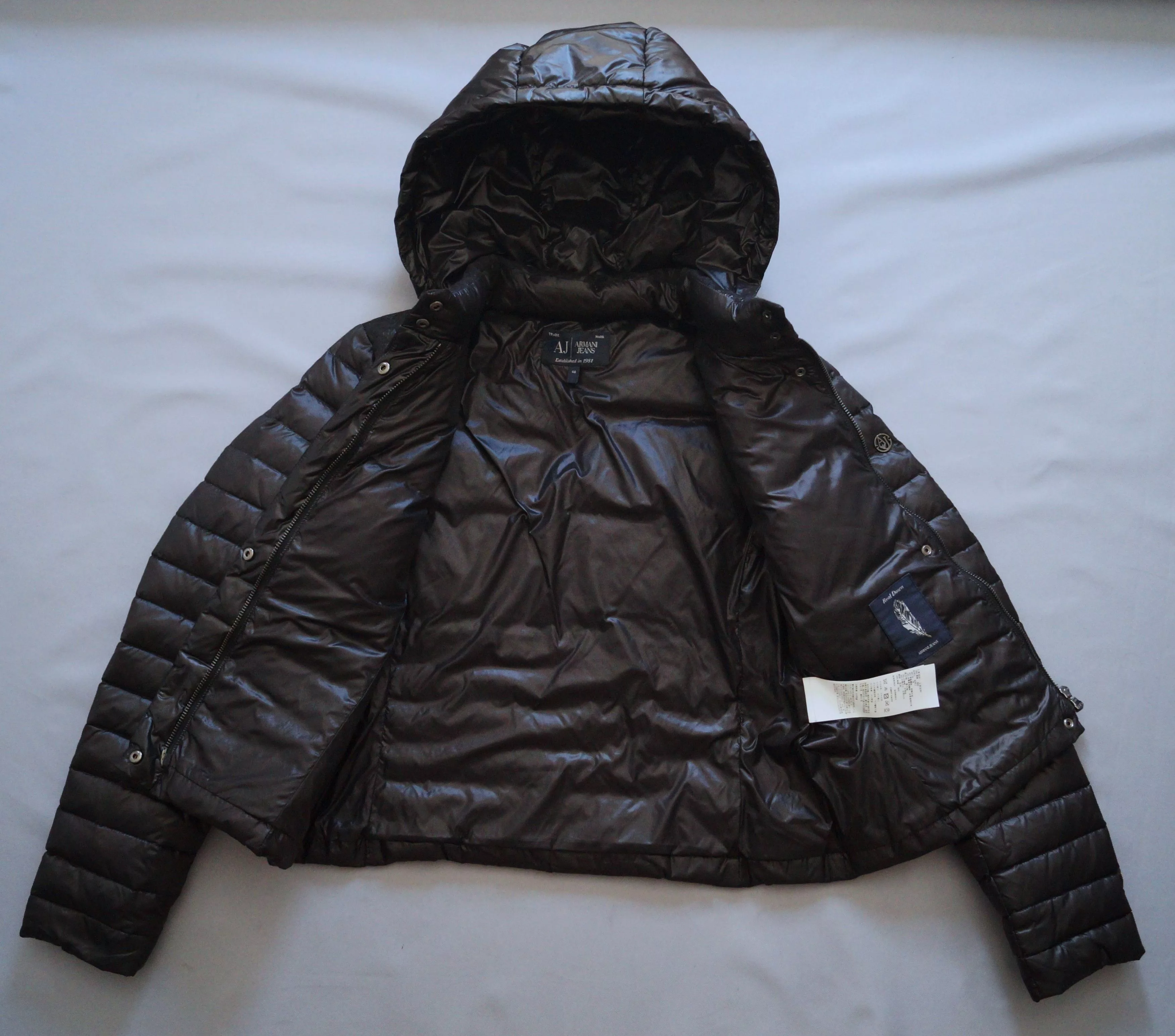 Armani Down Jackets Armani Jeans womens down jacket L size Black