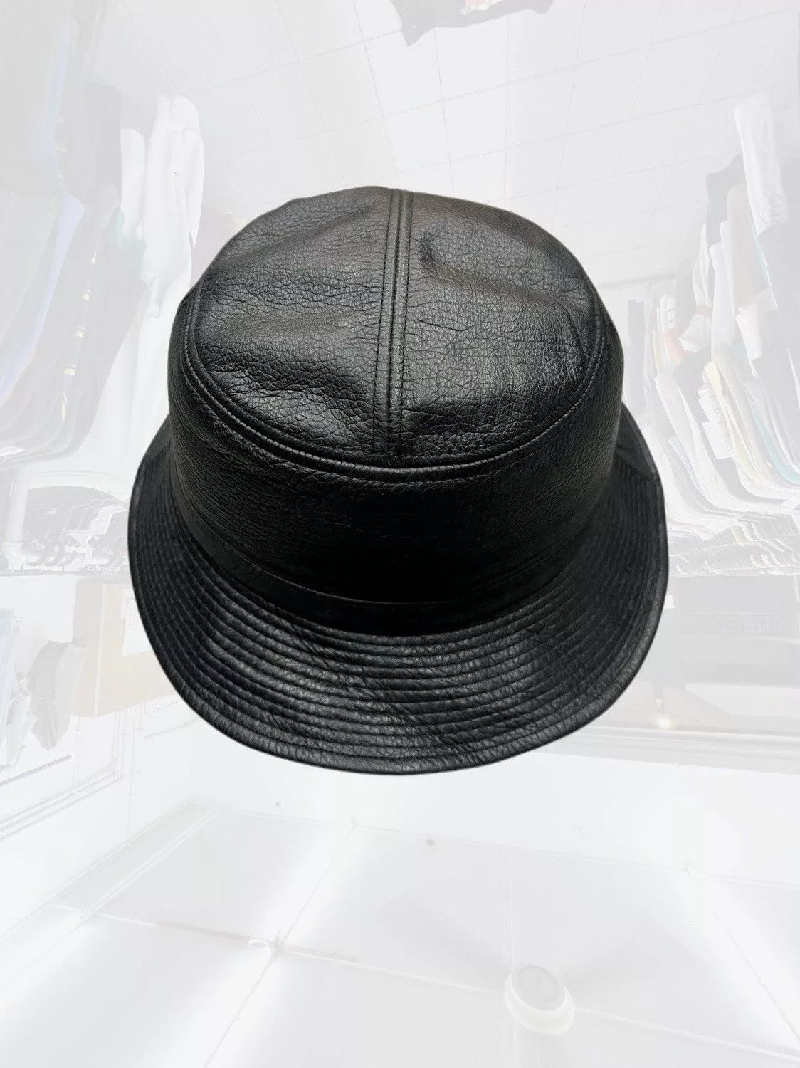 Leather Hats Leather × Vintage VINTAGE ROCKEY MOUNTAIN LEATHER BUCKET HAT Black