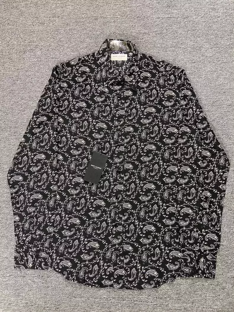 Saint Laurent Paris Shirts Button Ups Saint Laurent Paris Saint Laurent slp15ss mulberry silk cashew flower shirt Black