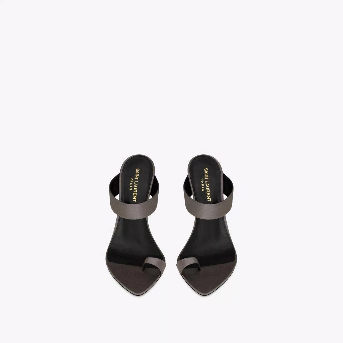 Saint Laurent Paris Heels Saint Laurent Paris o1s1wg110724 Martha Mules in Silk Satin in Storm Grey Gray