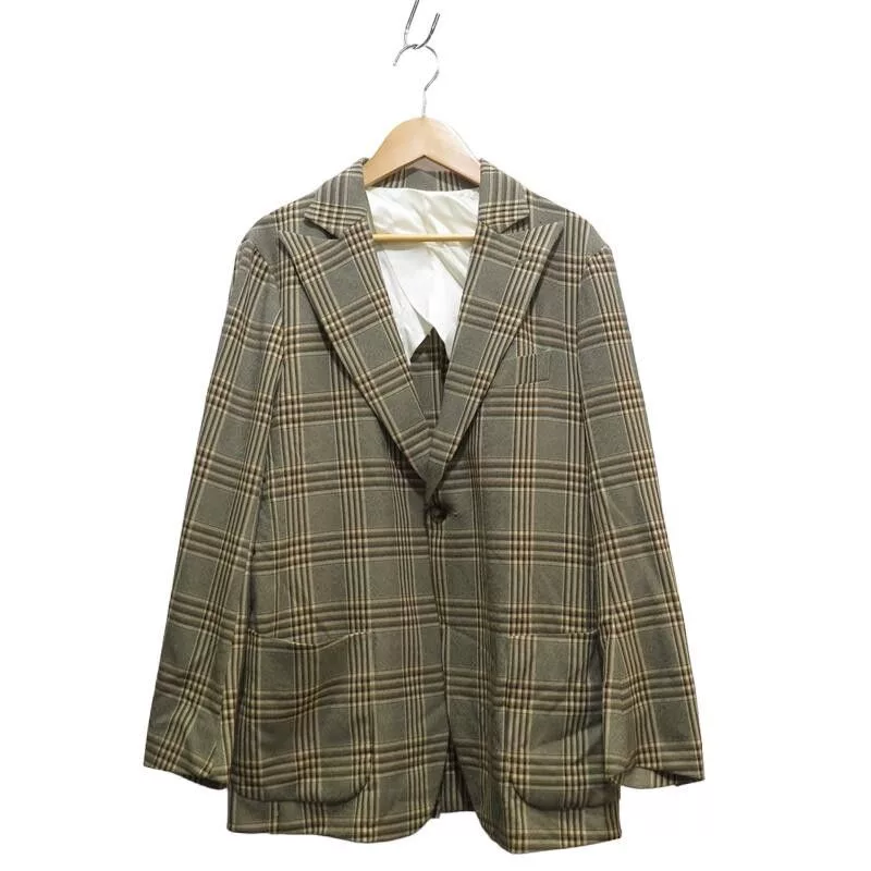 Needles Light Jackets Needles Jacket Peaked Lapel Check Tailored Beige
