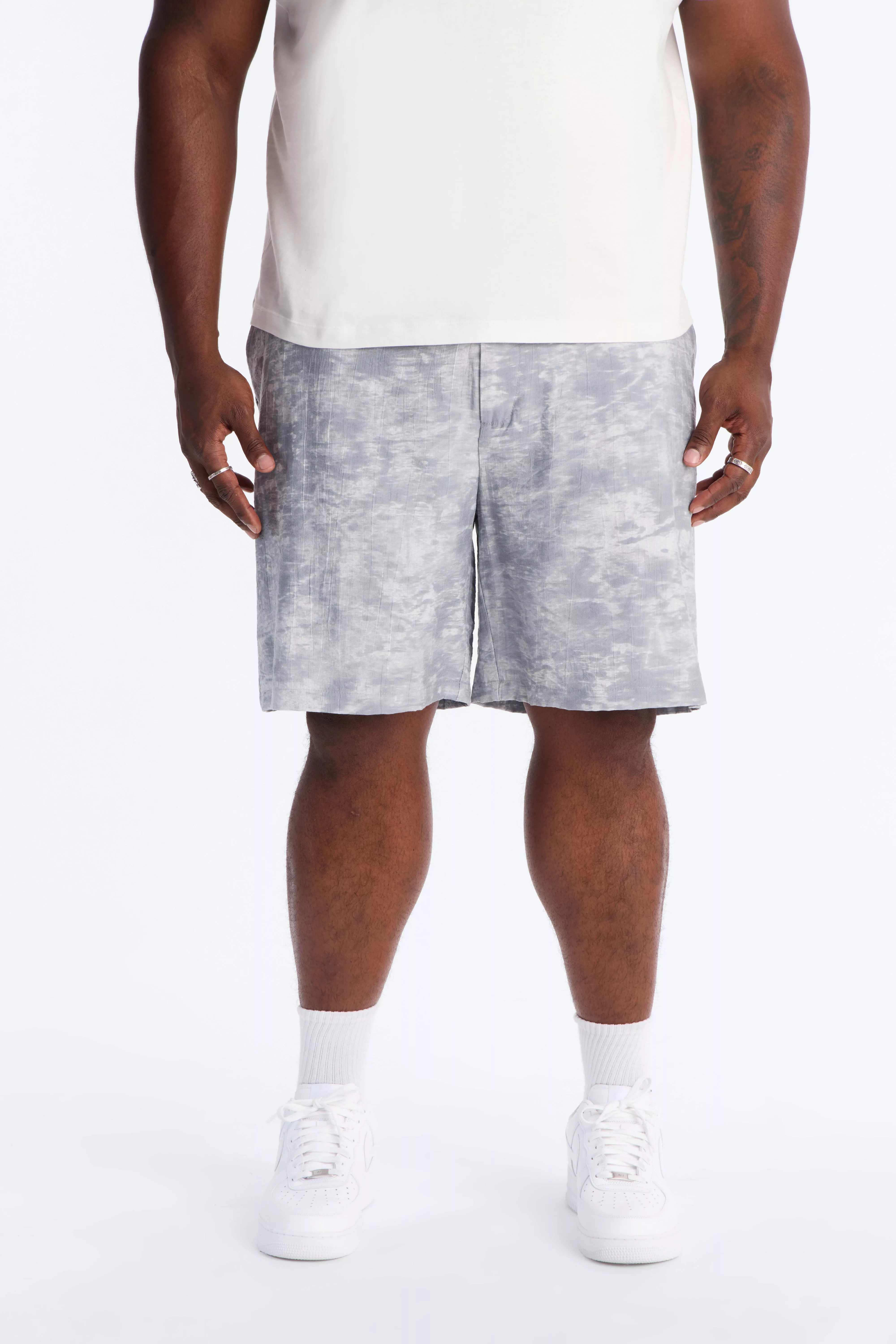 Marble Wash Relaxed Short - Grey/combo