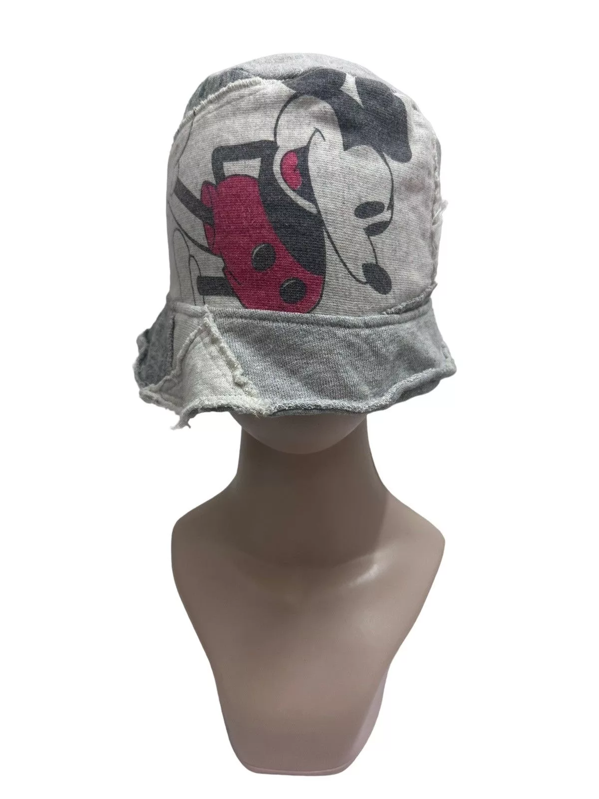 Disney Hats Disney × Japanese Brand × Vintage Vintage Mickey Mouse Patchwork Cut Distressed Bucket Hat Gray