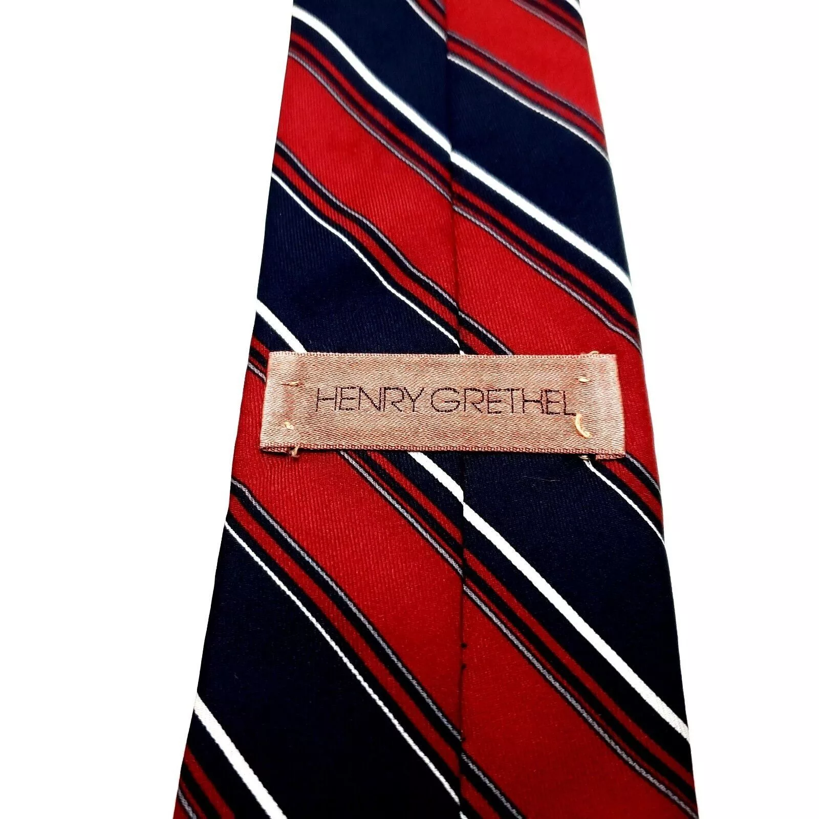 Henry Grethel Ties Pocketsquares Henry Grethel Polyester Tie Blue Red Striped Short