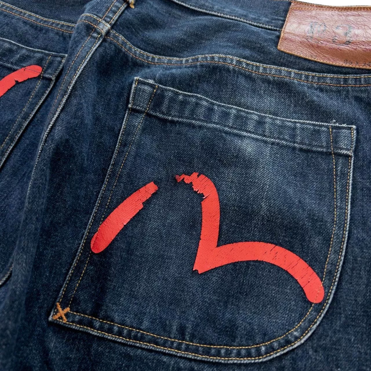 Evisu Denim Vintage Evisu Double Gull Elasticated Cuff Jeans Size W34 Blue