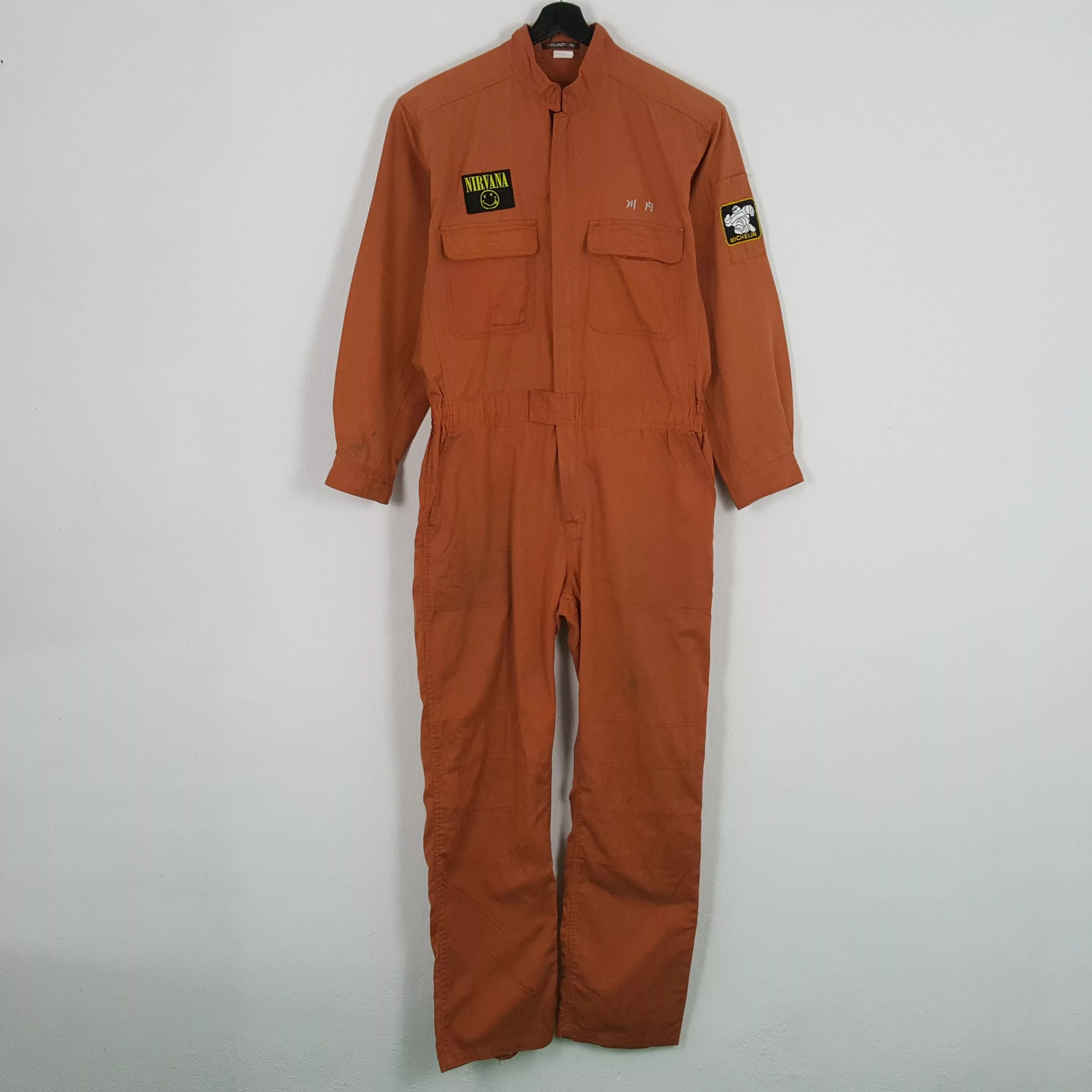 Nirvana Light Jackets Nirvana × Vintage NIRVANA MICHELIN Workwear Style Coverall Jacket Orange