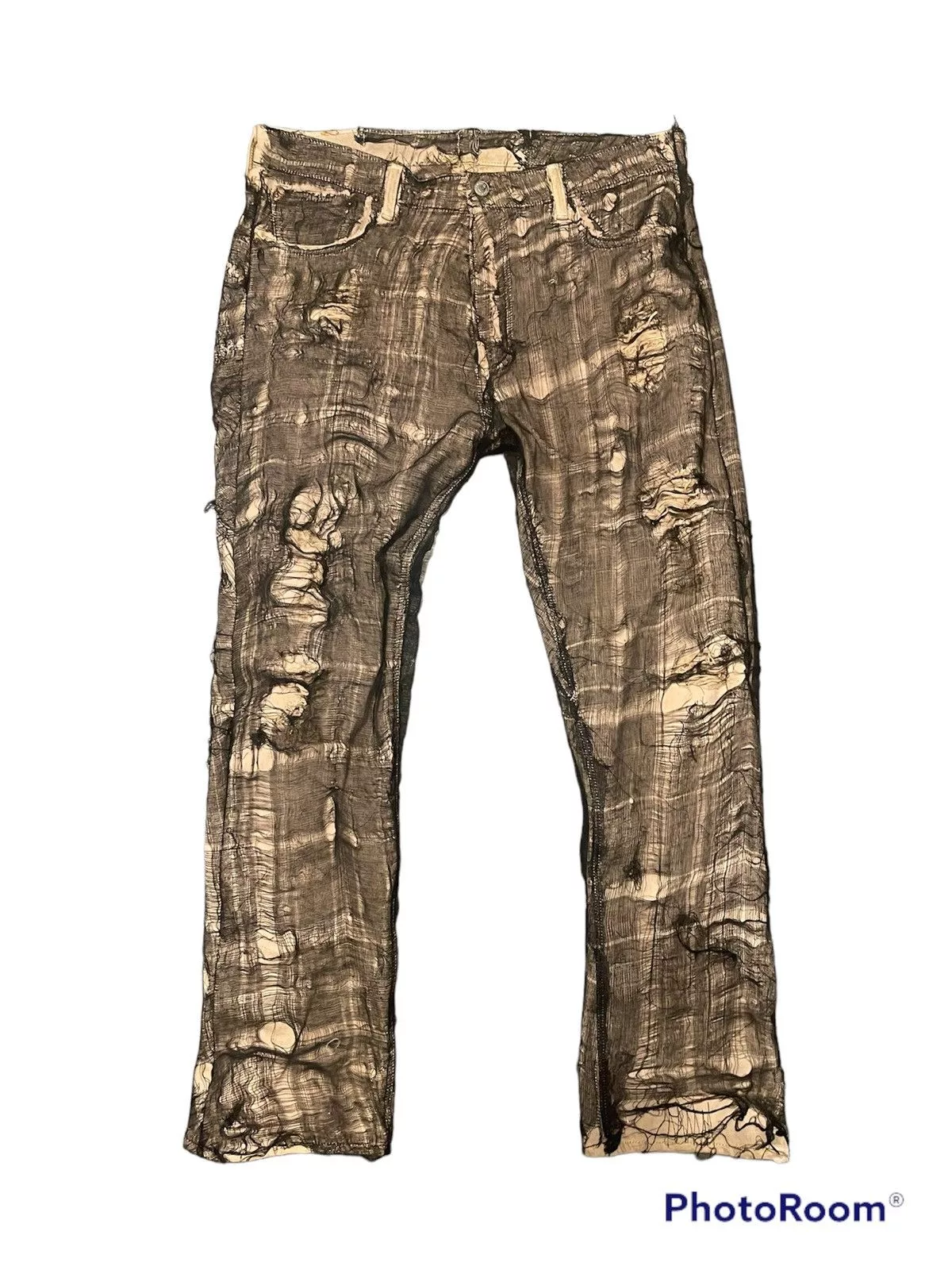 Ends Repair Denim LAST DROP Ends Repair Distressed Black Cobweb Mesh Denim