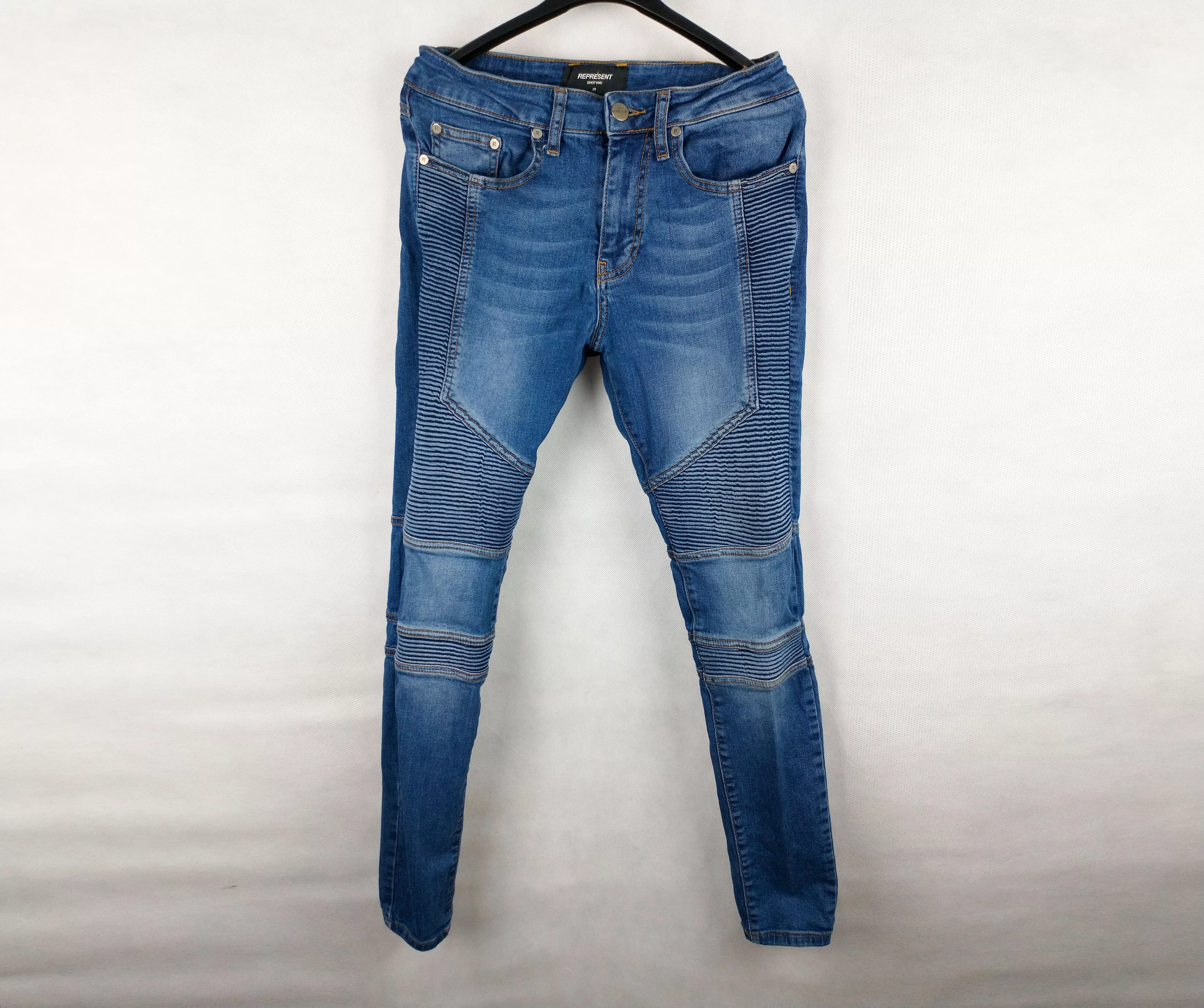 Represent Clo. Denim Represent Clo. Represent Biker Denim Mid Blue Jeans Skinny Stretch