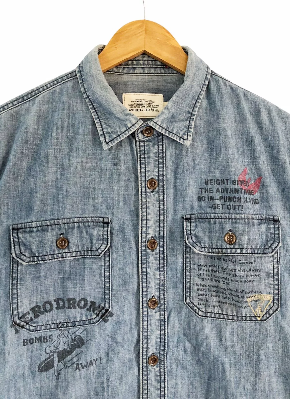 Alpha Industries Shirts Button Ups Alpha Industries × Avirex × Loopwheeler Rare 2000's Avirex denim statement shirt Multi