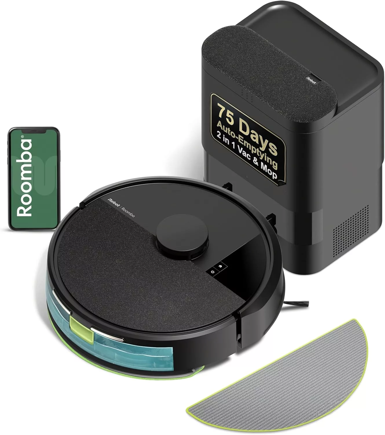 iRobot Roomba 104 2 in 1 Vacuum and Mop Robot Self Emptying LiDAR Navigation for All Floors