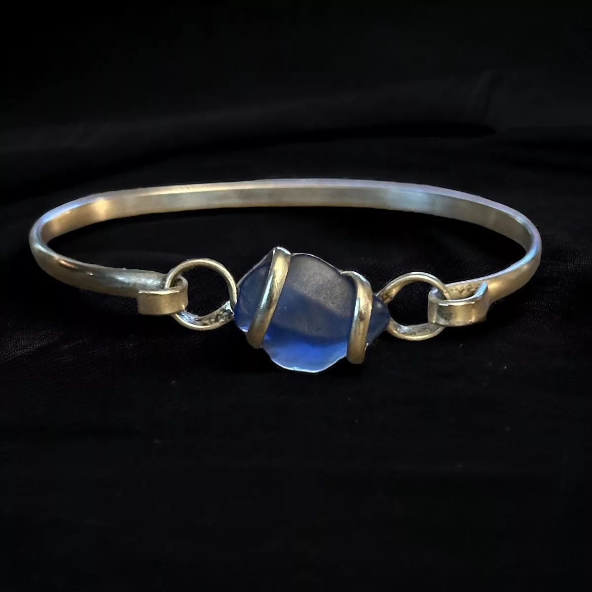 Other Bracelets Other Blue sea glass bangle bracelet Silver