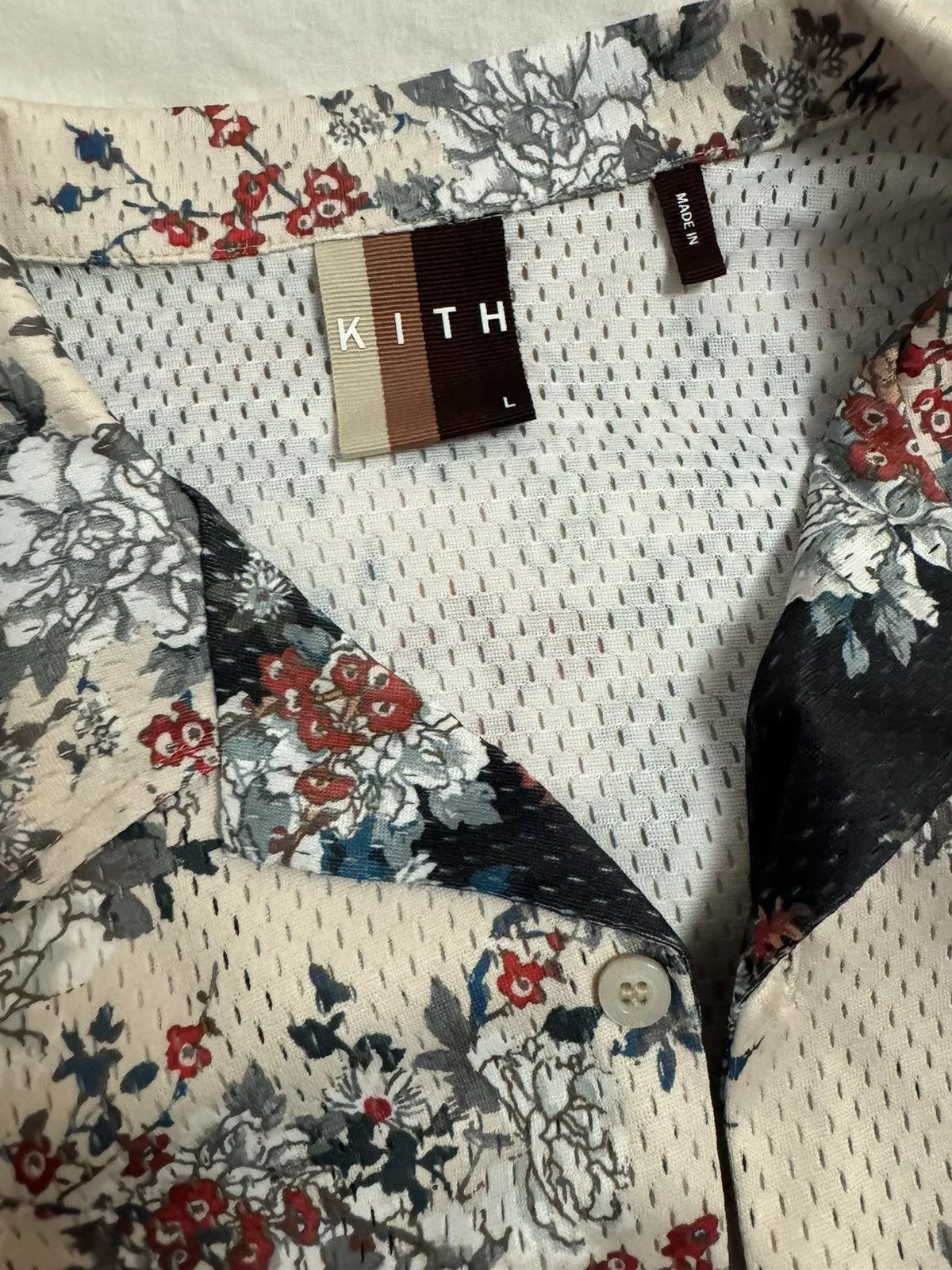 Kith Shirts Button Ups Kith Floral Panel Camp Shirt White