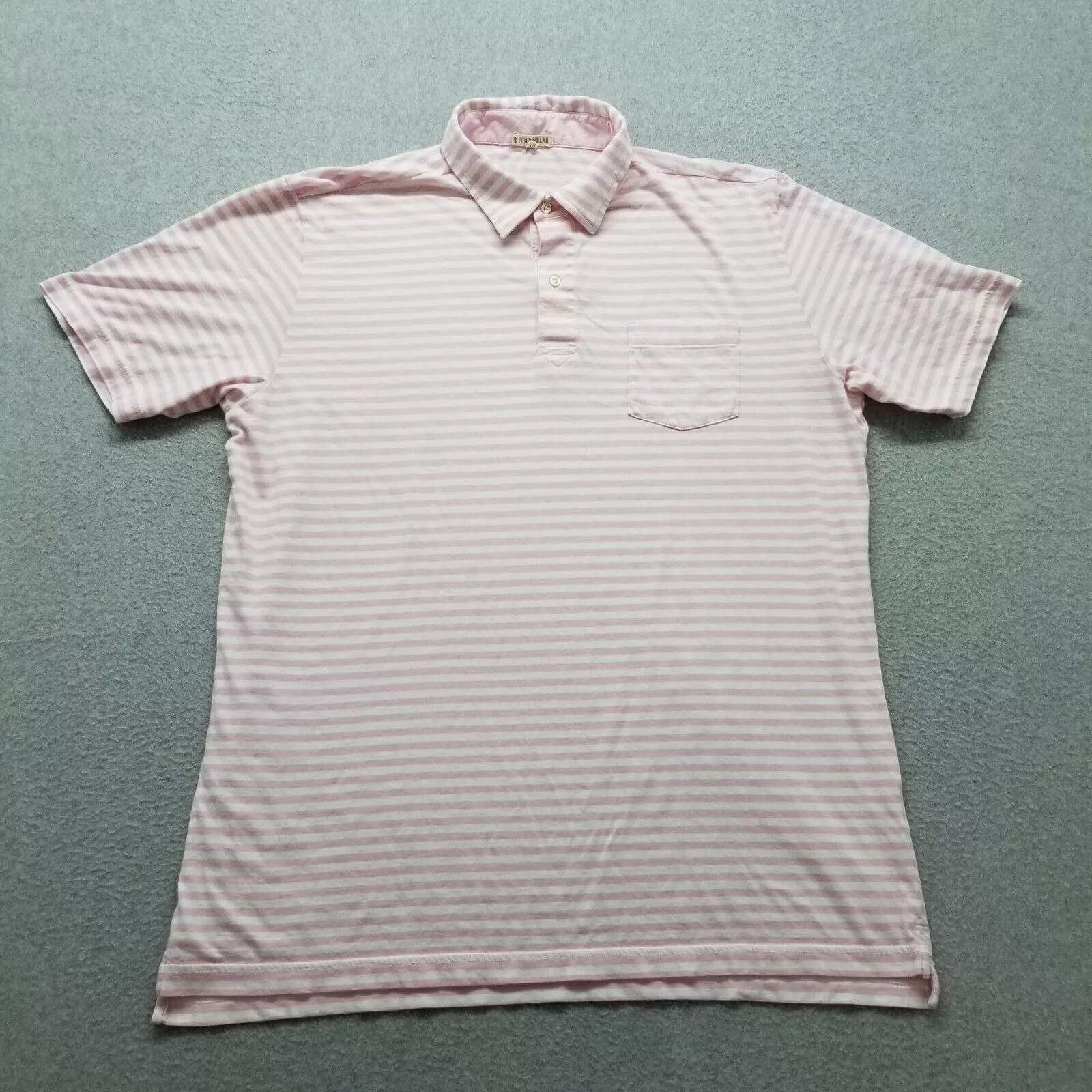 Peter Millar Polos Peter Millar Polo Shirt Mens Large Striped Button Up Casual Pink
