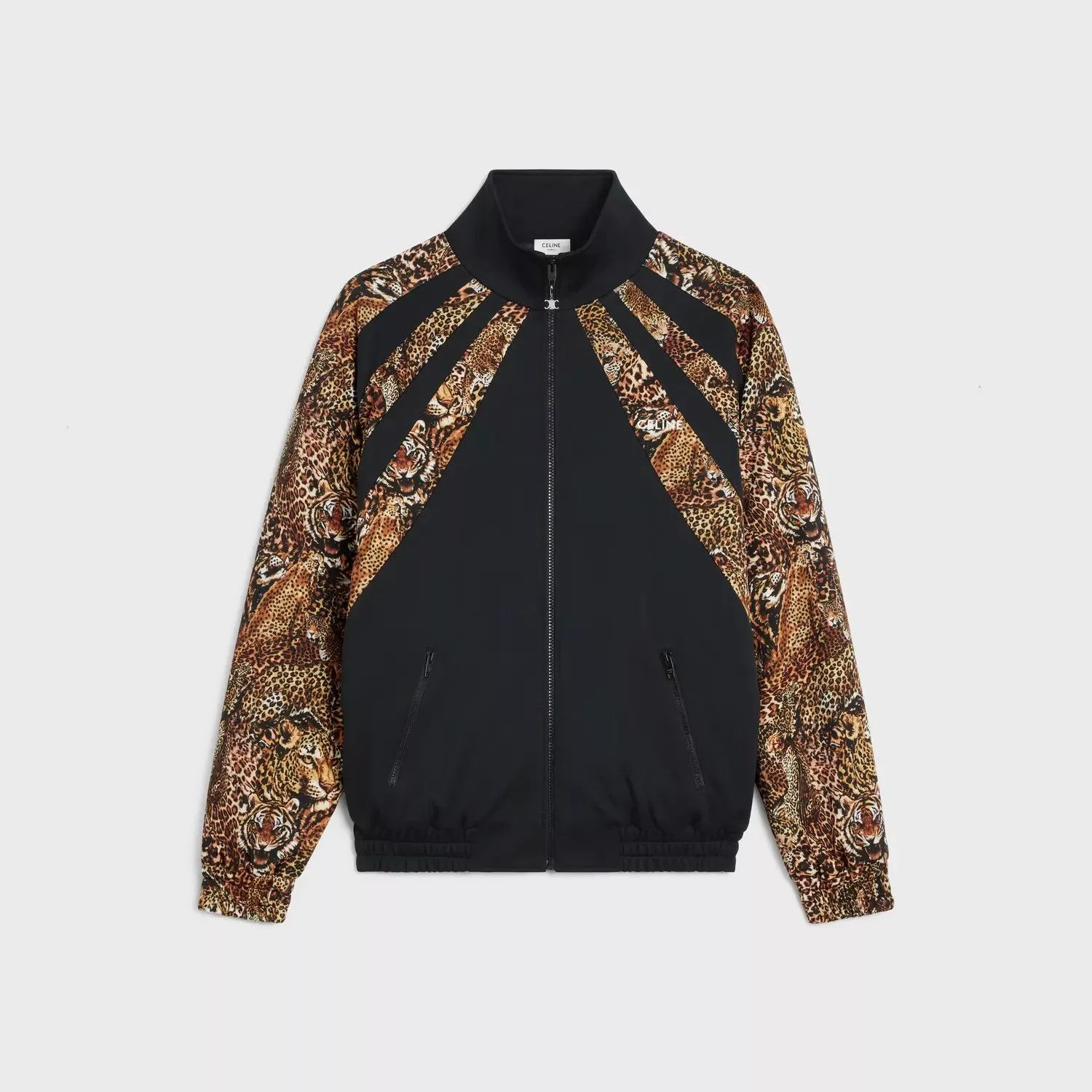 Celine Light Jackets Celine o1bcso1str0724 Jacket in Black/Leopard Multi