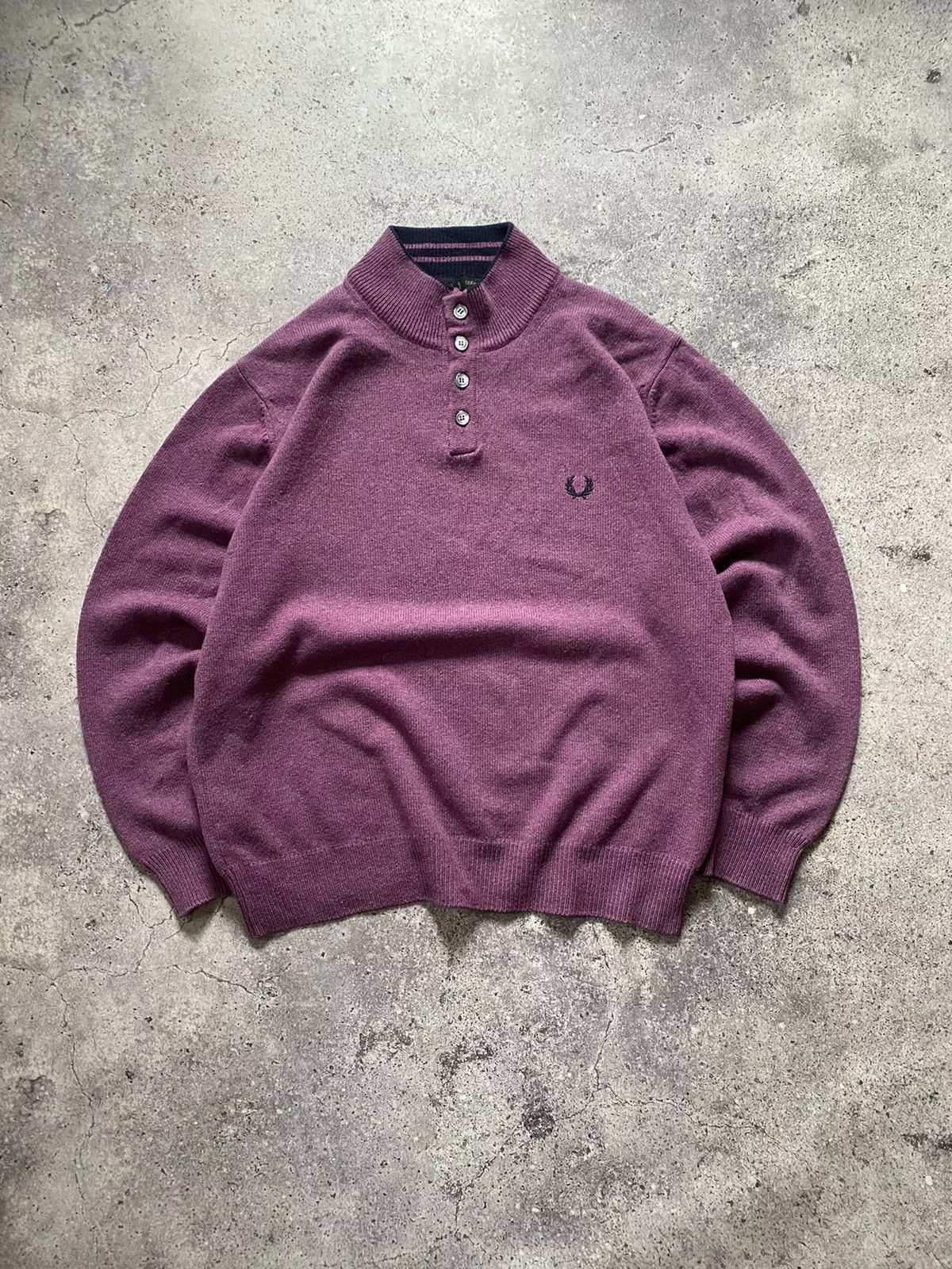 Fred Perry Sweaters Knitwear Fred Perry × Vintage Vintage Fred Perry Wool England Sweater made in Italy Purple Luxury