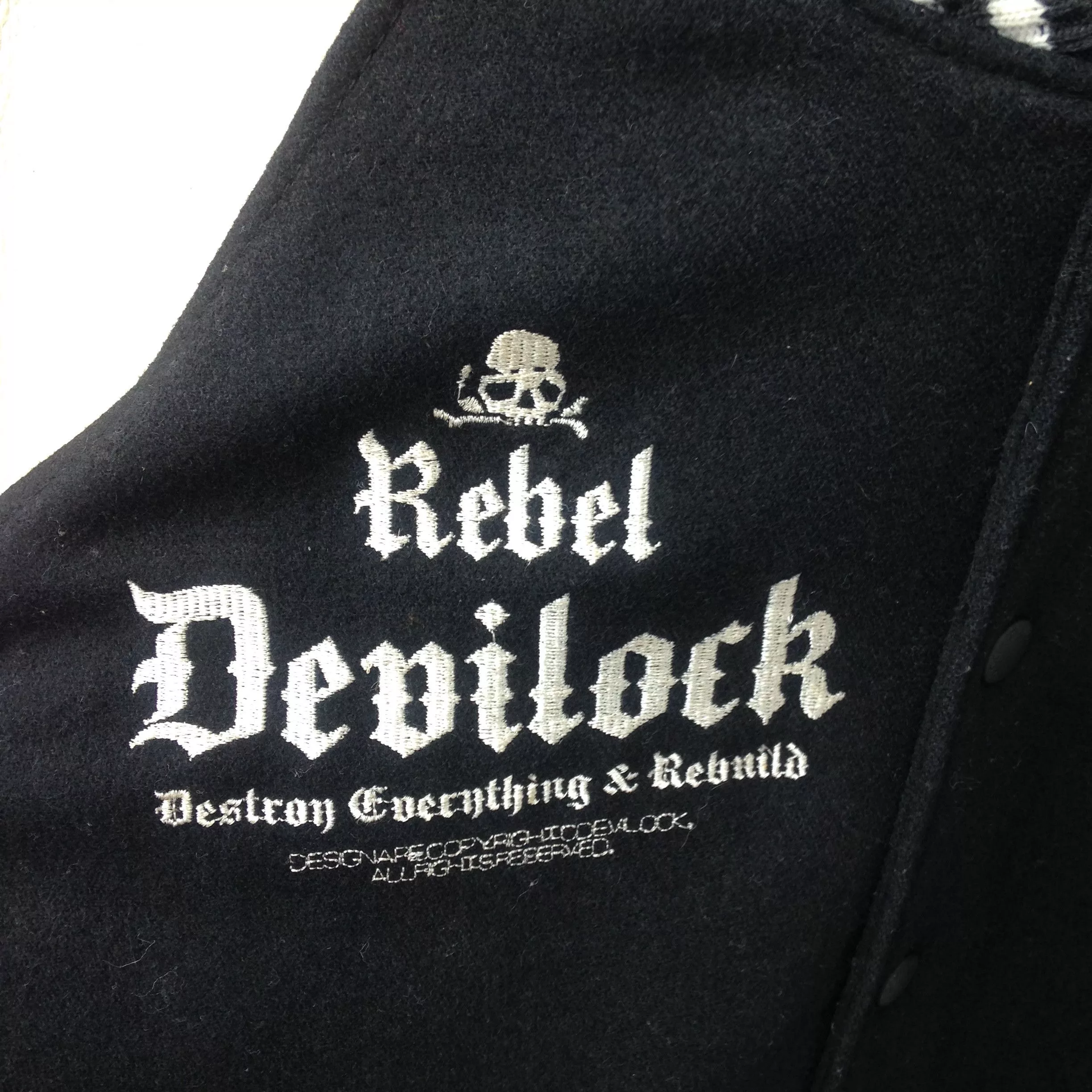 Devilock Light Jackets Devilock × Vintage Devilock Anti Power Rebel Leather Sleeve Black