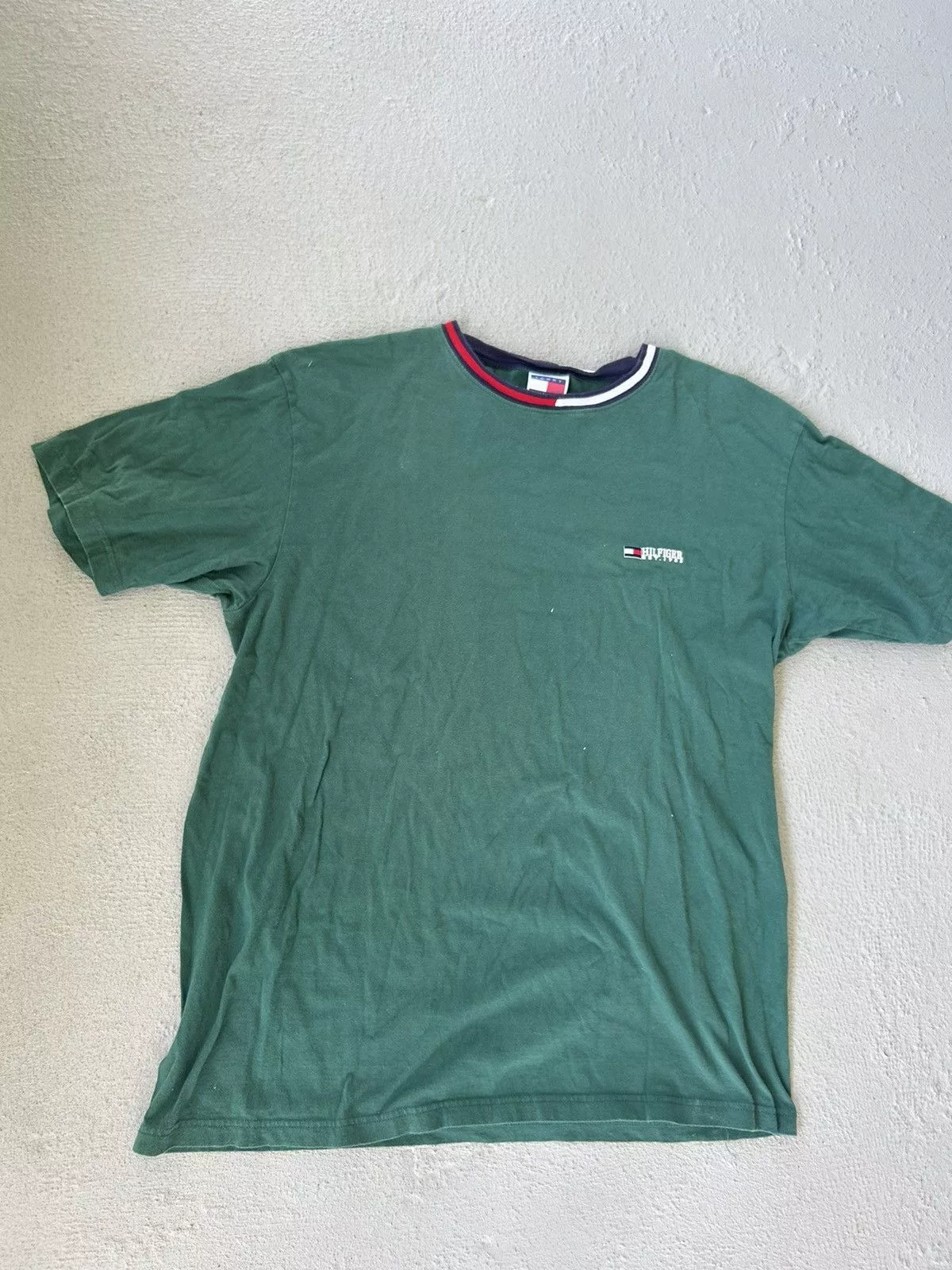 Tommy Hilfiger Short Sleeve T Shirts Tommy Hilfiger × Vintage Vintage Tommy Hilfiger t shirt, tee size XL Green