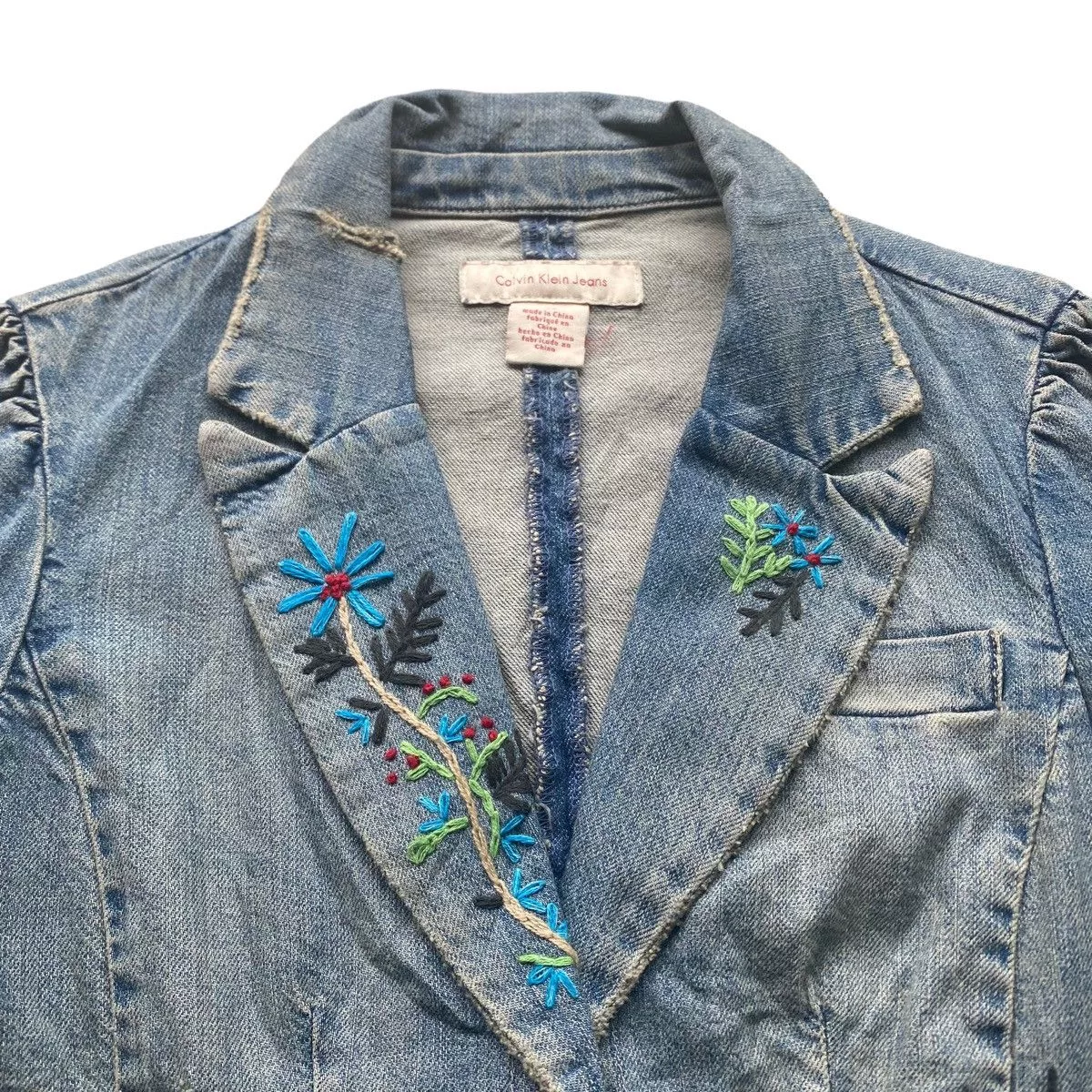 Calvin Klein Denim Jackets Calvin Klein Distressed Denim Jacket Multi