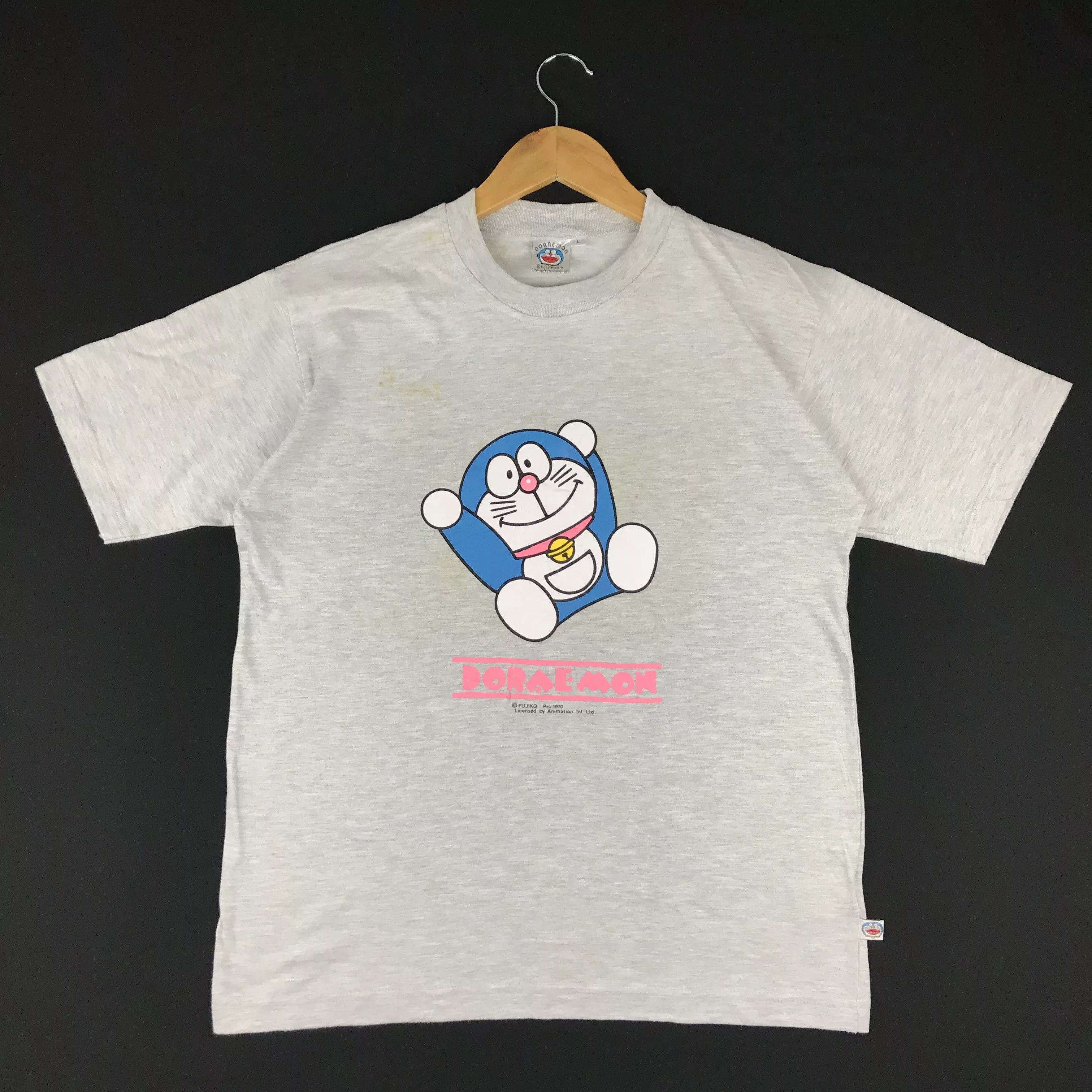 Cartoon Network Short Sleeve T Shirts Cartoon Network × Designer × Vintage Doraemon Japan Tees Gray