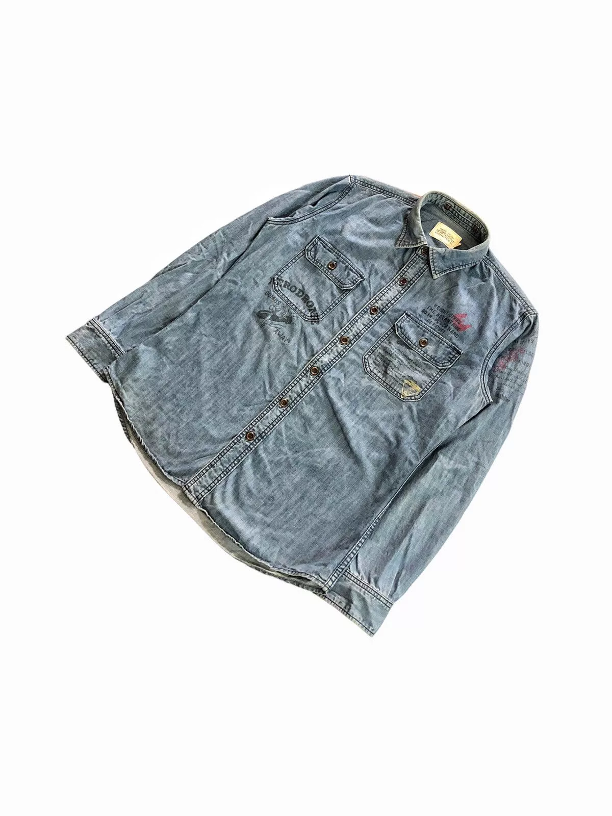 Alpha Industries Shirts Button Ups Alpha Industries × Avirex × Loopwheeler Rare 2000's Avirex denim statement shirt Multi