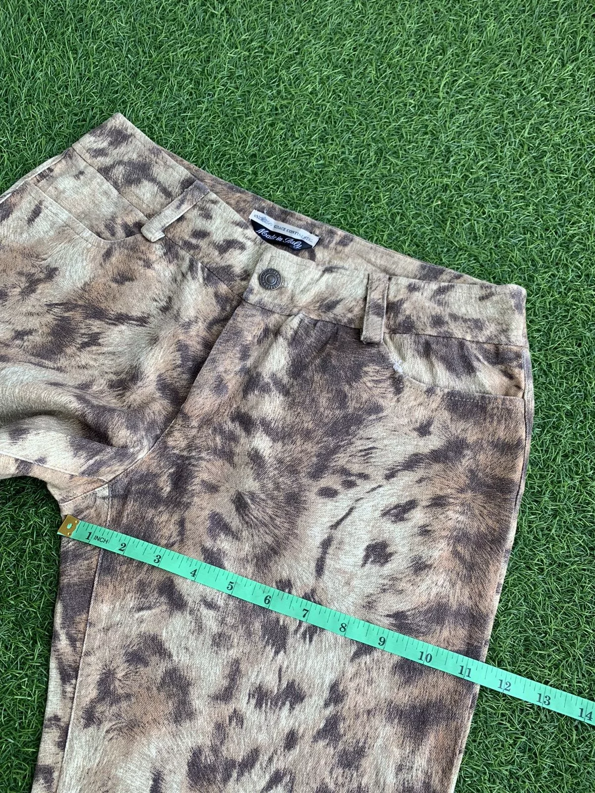 Designer Pants Designer Vintage Grace Continental Leopard Print Flare Brown