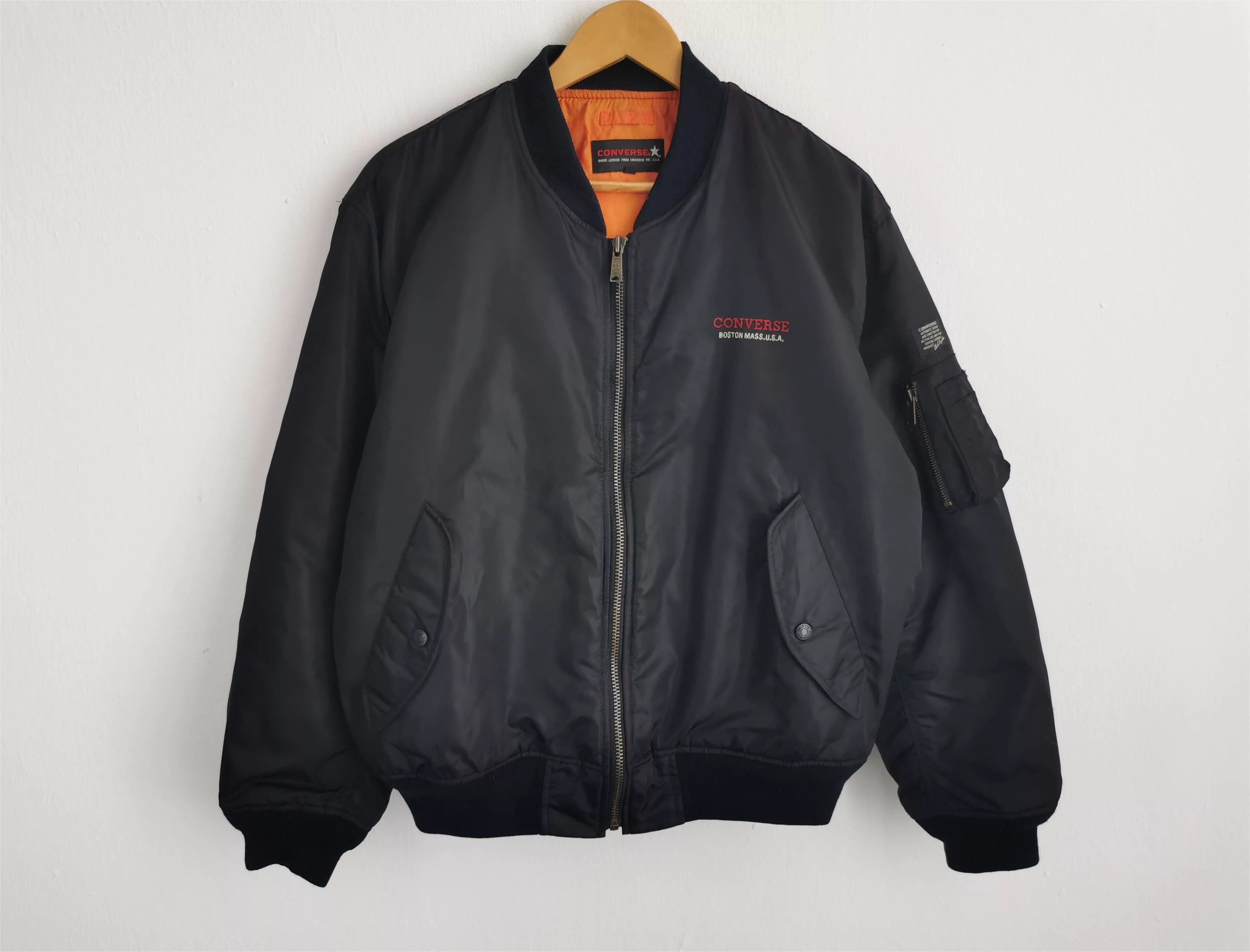 Converse Bombers Vintage Converse Bomber Nylon Jacket Size L Black