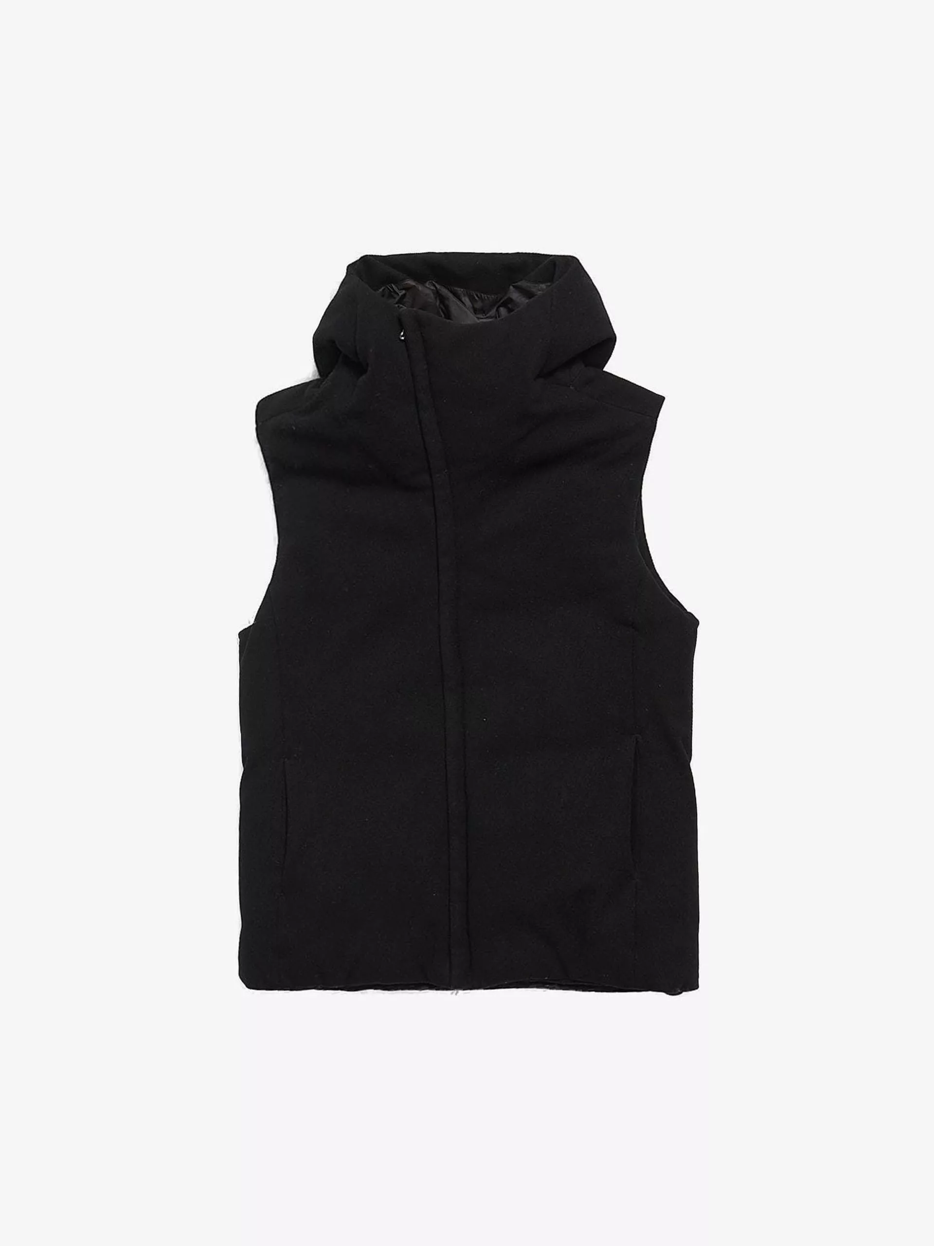 Attachment Light Jackets Attachment Black Down Filled Hooded Wool Blend Vest