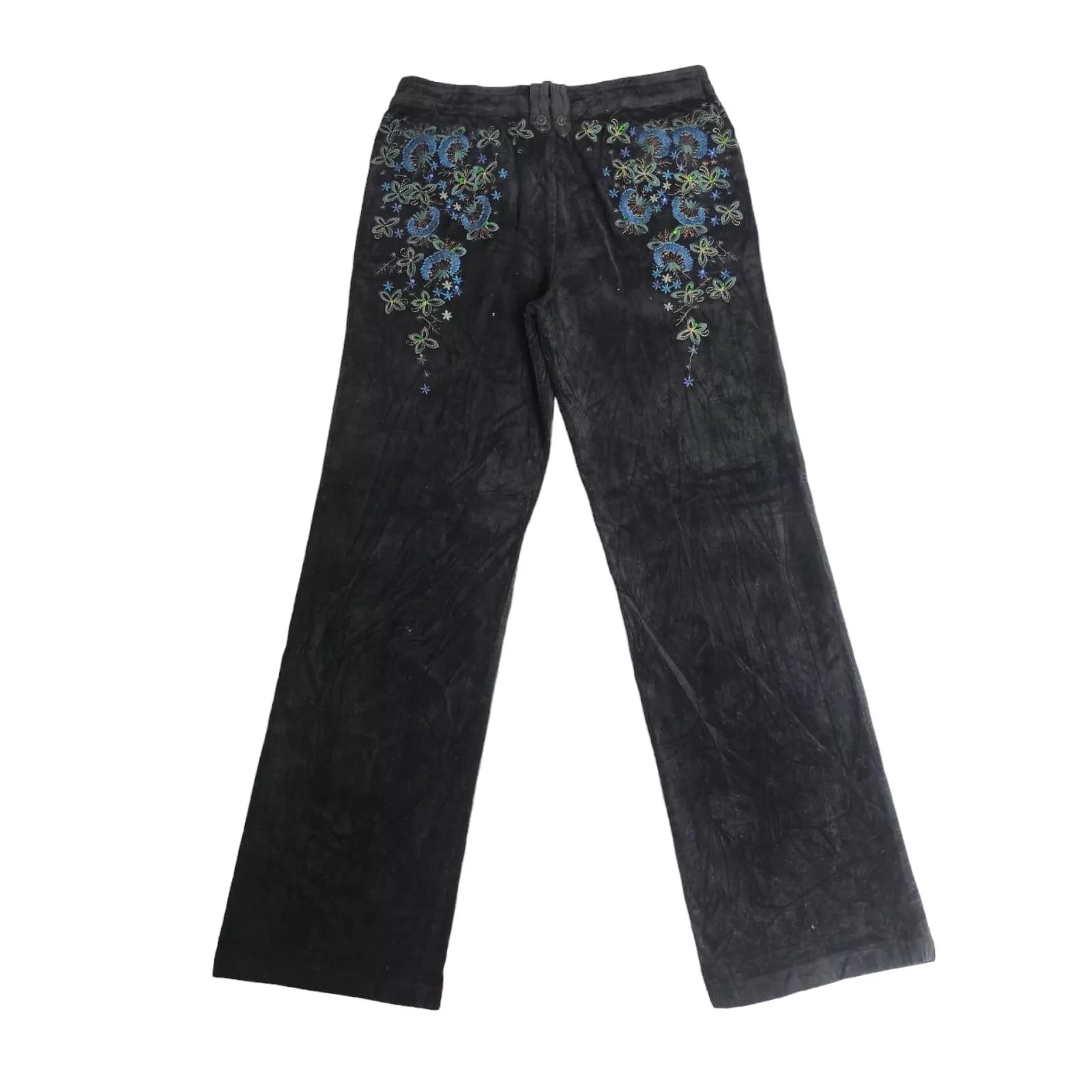 If Six Was Nine Denim If Six Was Nine Flare Georgia Childe Corduroy Embroidered Pants Black Streetwear