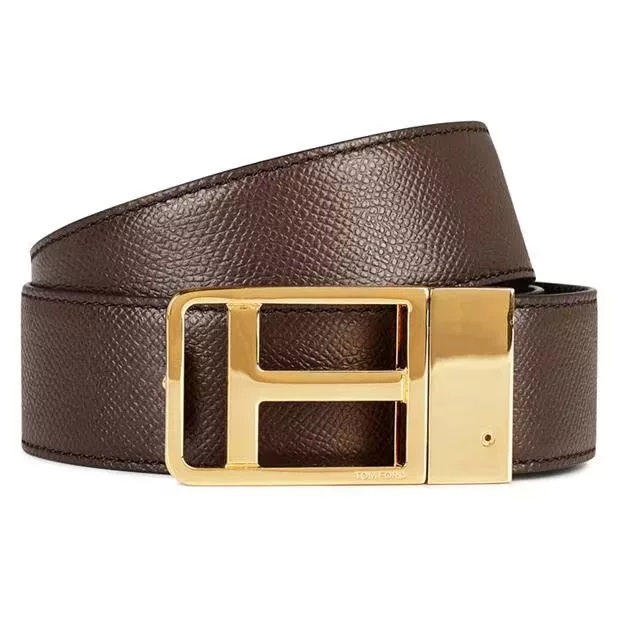 Tom Ford Belts Tom Ford o1g2r1mq0724 Size: 80 / Reversible Belts in Brown & Gold Multi