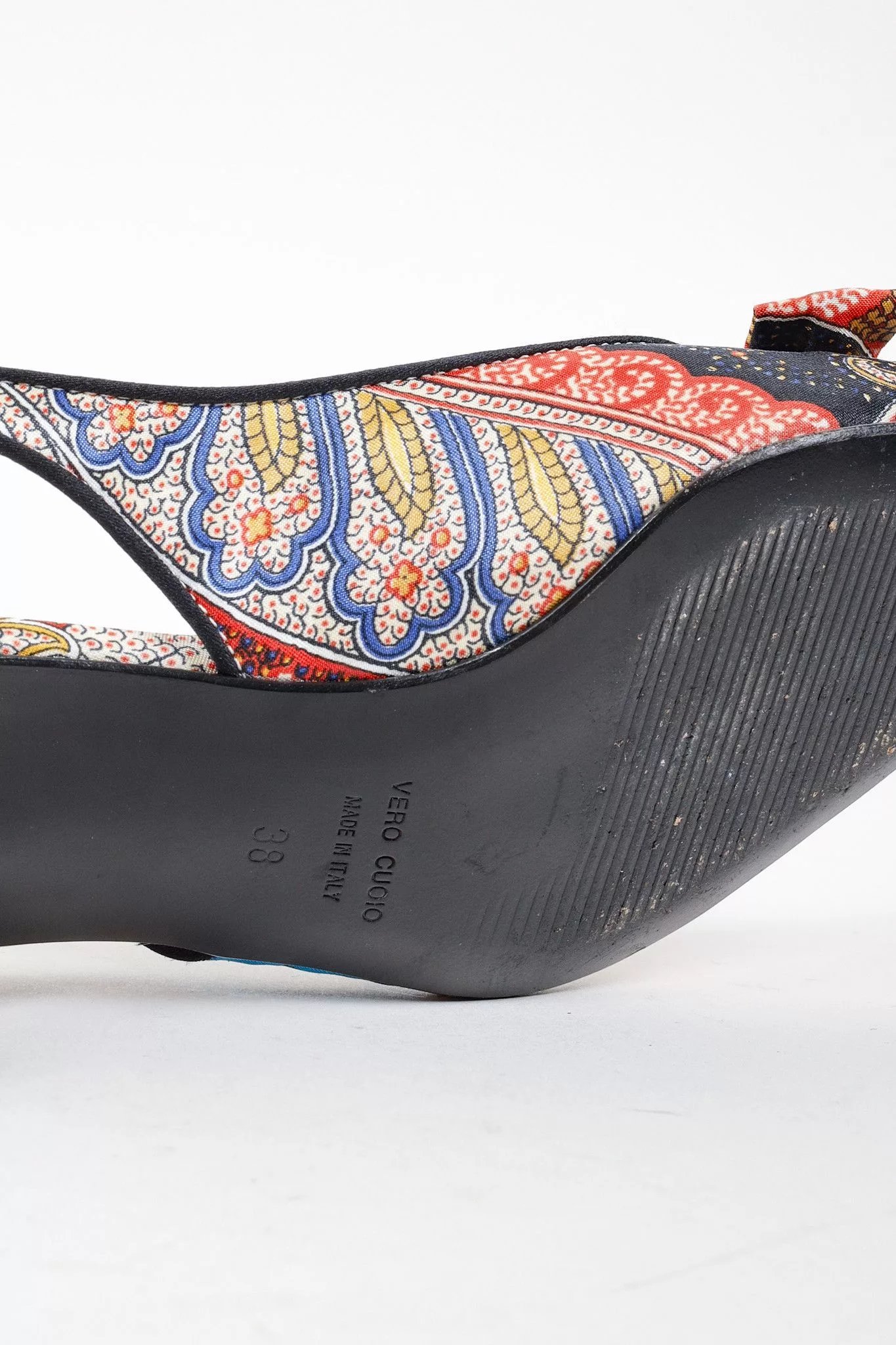 Dolce & Gabbana Heels Dolce & Gabbana Patchwork Print Cameo Slingback Heels Multi