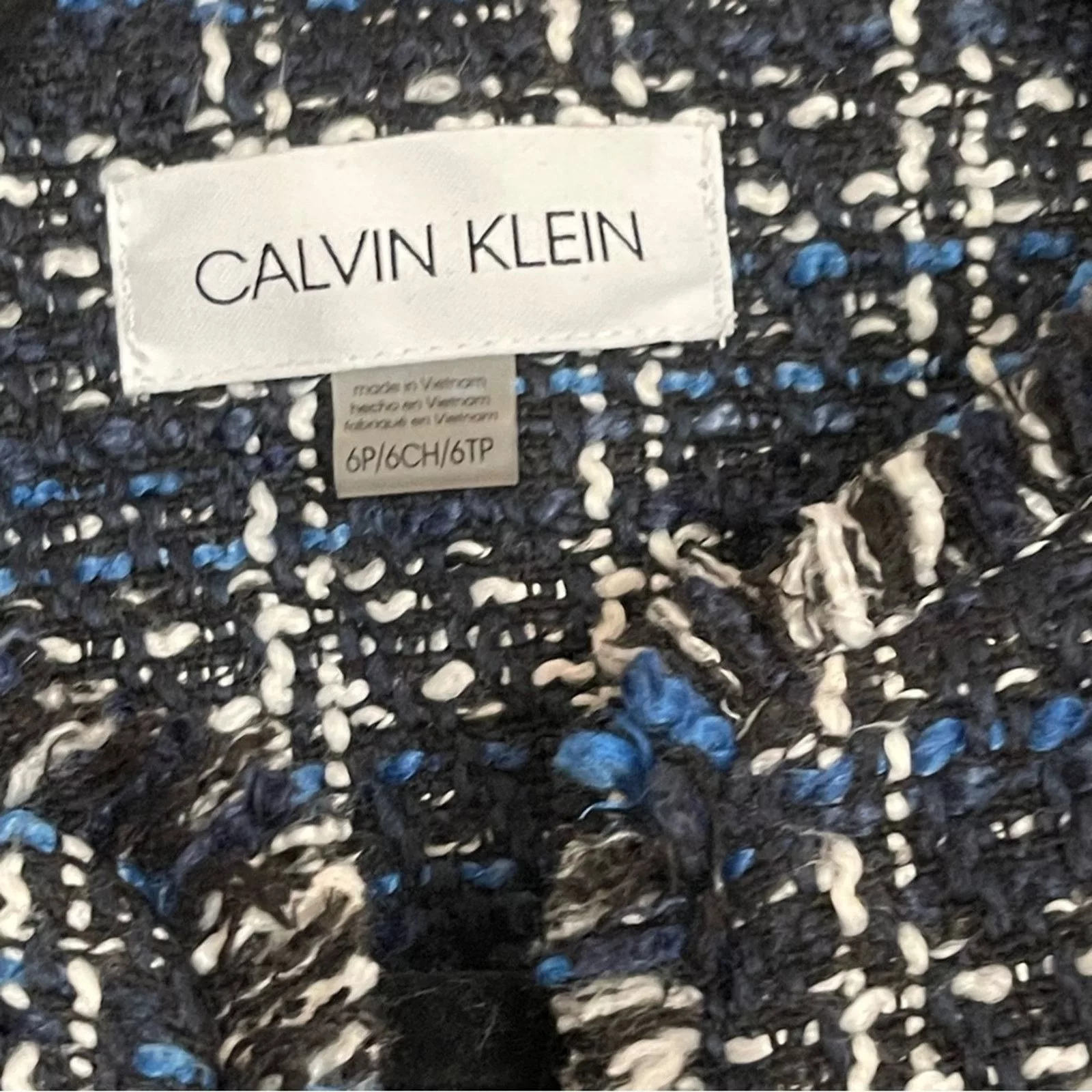Calvin Klein Jackets Calvin Klein Fringe Tweed Open Front Blazer Black